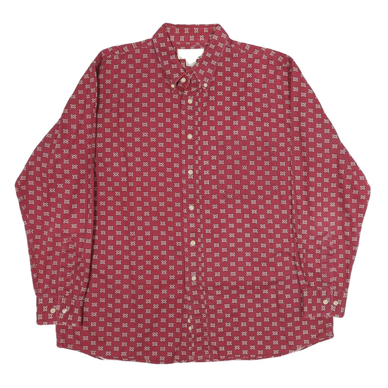 LINKS Mens Red Patterned Shirt XL Button-Down Collar Long Sleeve Casual Refurbished - N/A refurbished available on Cerqular