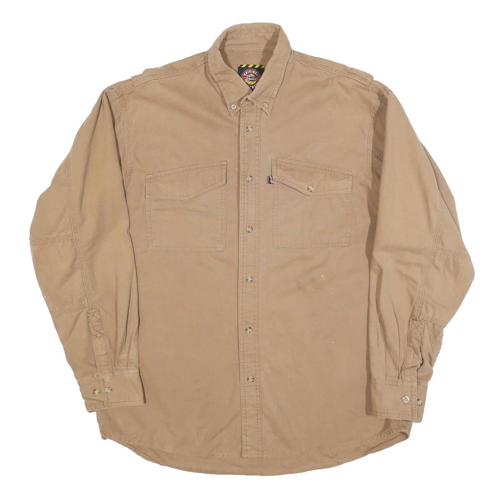 Buy JUSTIN Mens Beige Cotton Blend Shirt L Button Down Collar Long Sleeve Workwear Refurbished - $19.49 JUSTIN Mens Beige Cotton Blend Shirt L Button Down Collar Long Sleeve Workwear Refurbished - N/A refurbished available on Cerqular