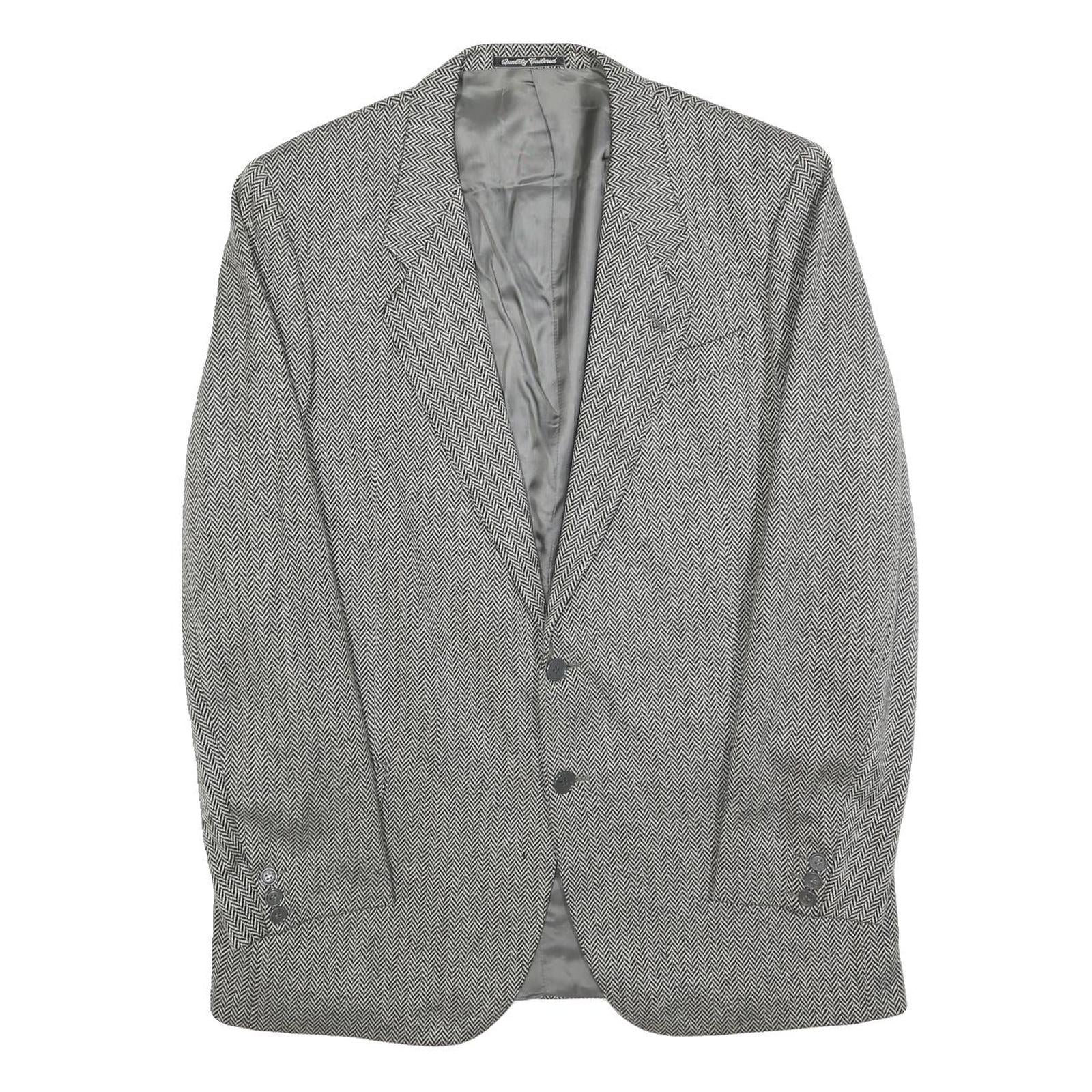REDI Mens Black & White Classic Jacket M Cashmere Blend Herringbone Pattern Refurbished - N/A refurbished available on Cerqular