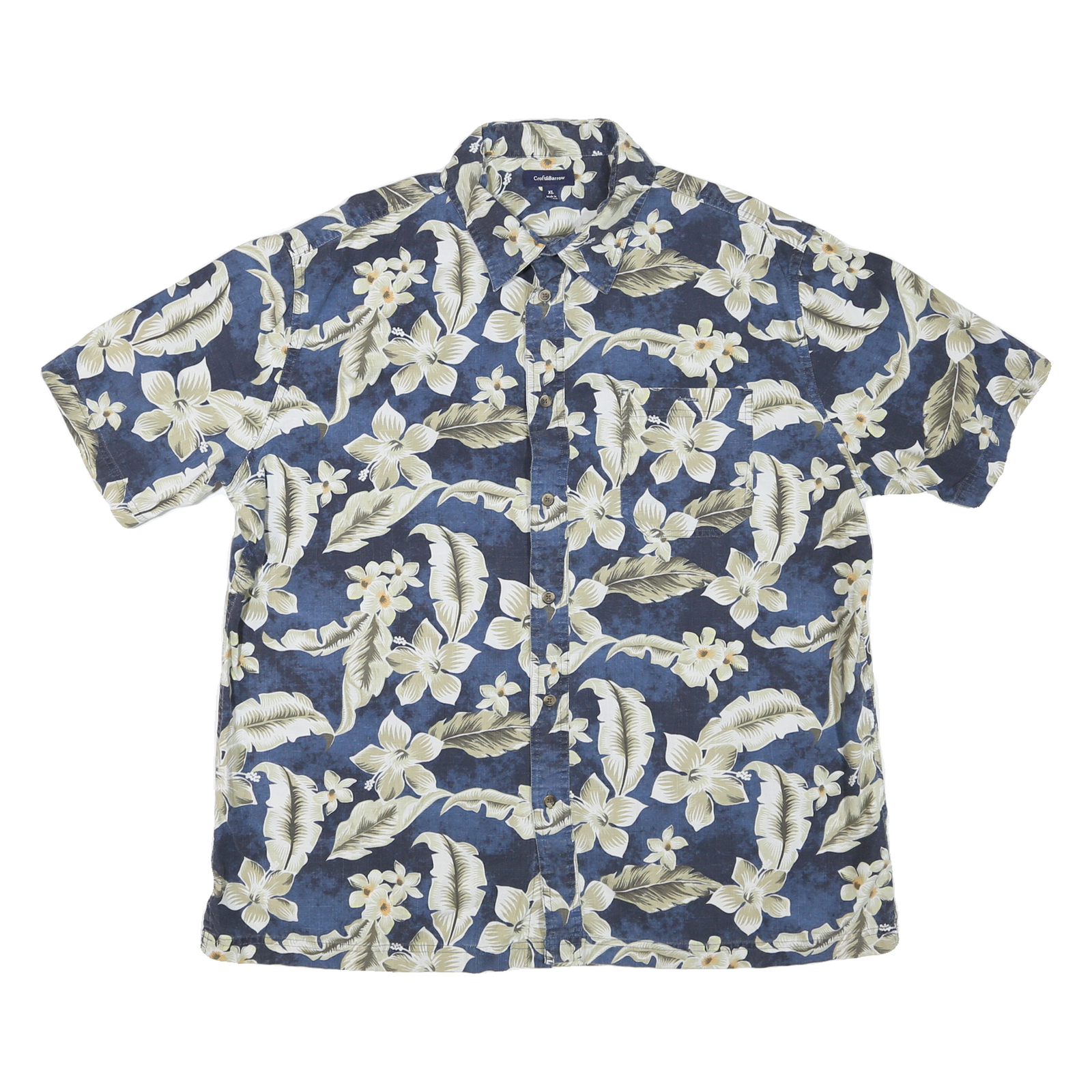 CROFT&BARROW Mens Blue Floral Short Sleeve Shirt XL Cotton Blend Summer Holiday Refurbished - N/A refurbished available on Cerqular