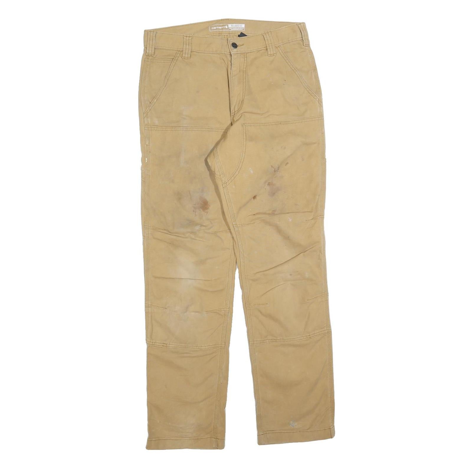 CARHARTT Mens Relaxed Beige Cotton Blend Zip Trousers W31 L32 Workwear Casual Refurbished - N/A refurbished available on Cerqular