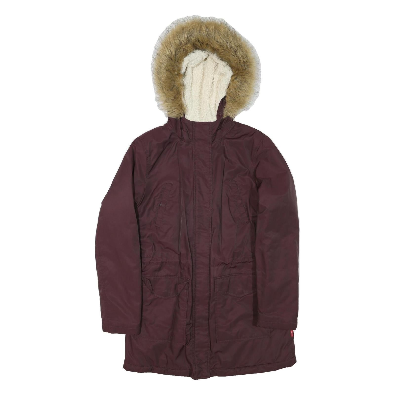 Buy LEVI'S Womens Maroon Zip Jacket M Polyester Blend Plain Winter Parka Coat Hooded Refurbished - $77.99 LEVI'S Womens Maroon Zip Jacket M Polyester Blend Plain Winter Parka Coat Hooded Refurbished - N/A refurbished available on Cerqular