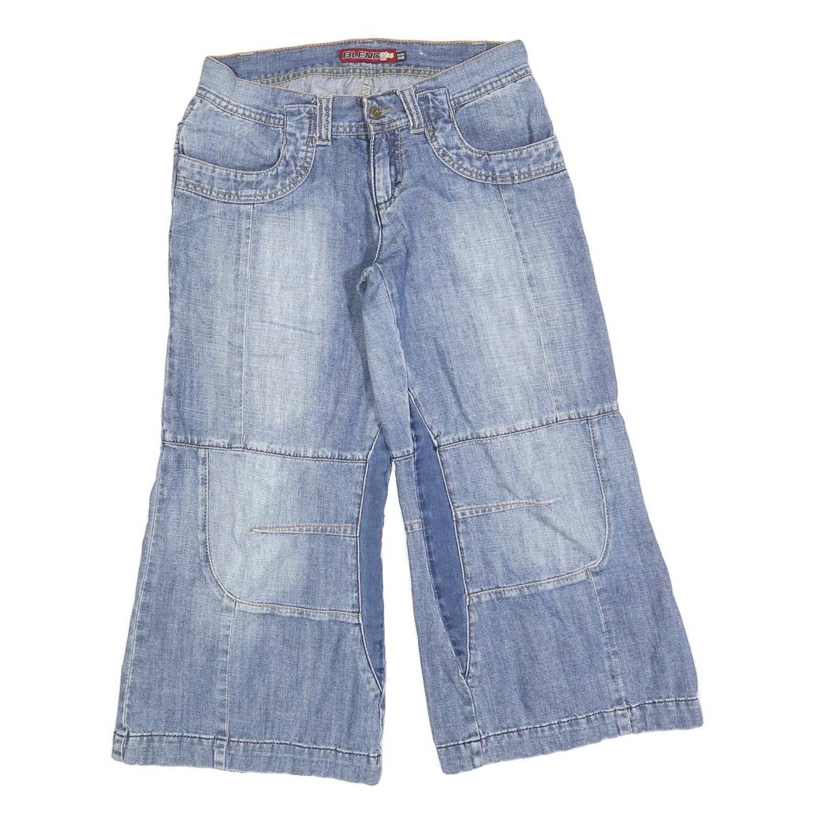 BLEND Womens Light Blue Denim Casual Shorts S W26 Wide Leg Stitch Detail Refurbished - N/A refurbished available on Cerqular