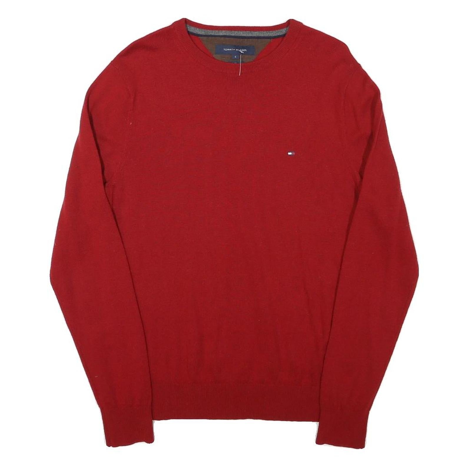 Buy TOMMY HILFIGER Mens Red Wool Plain Crew Neck Basic Knit S Jumper Classic Refurbished - $40.29 TOMMY HILFIGER Mens Red Wool Plain Crew Neck Basic Knit S Jumper Classic Refurbished - N/A refurbished available on Cerqular