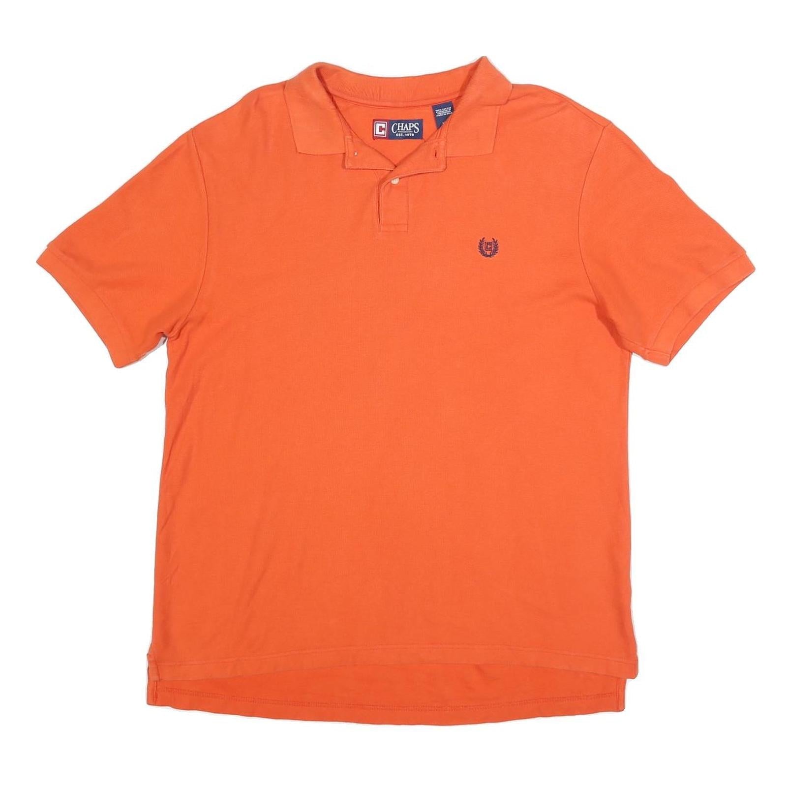 CHAPS Mens Orange Short Sleeve Plain L Polo Shirt Cotton Blend Casual Refurbished - N/A refurbished available on Cerqular