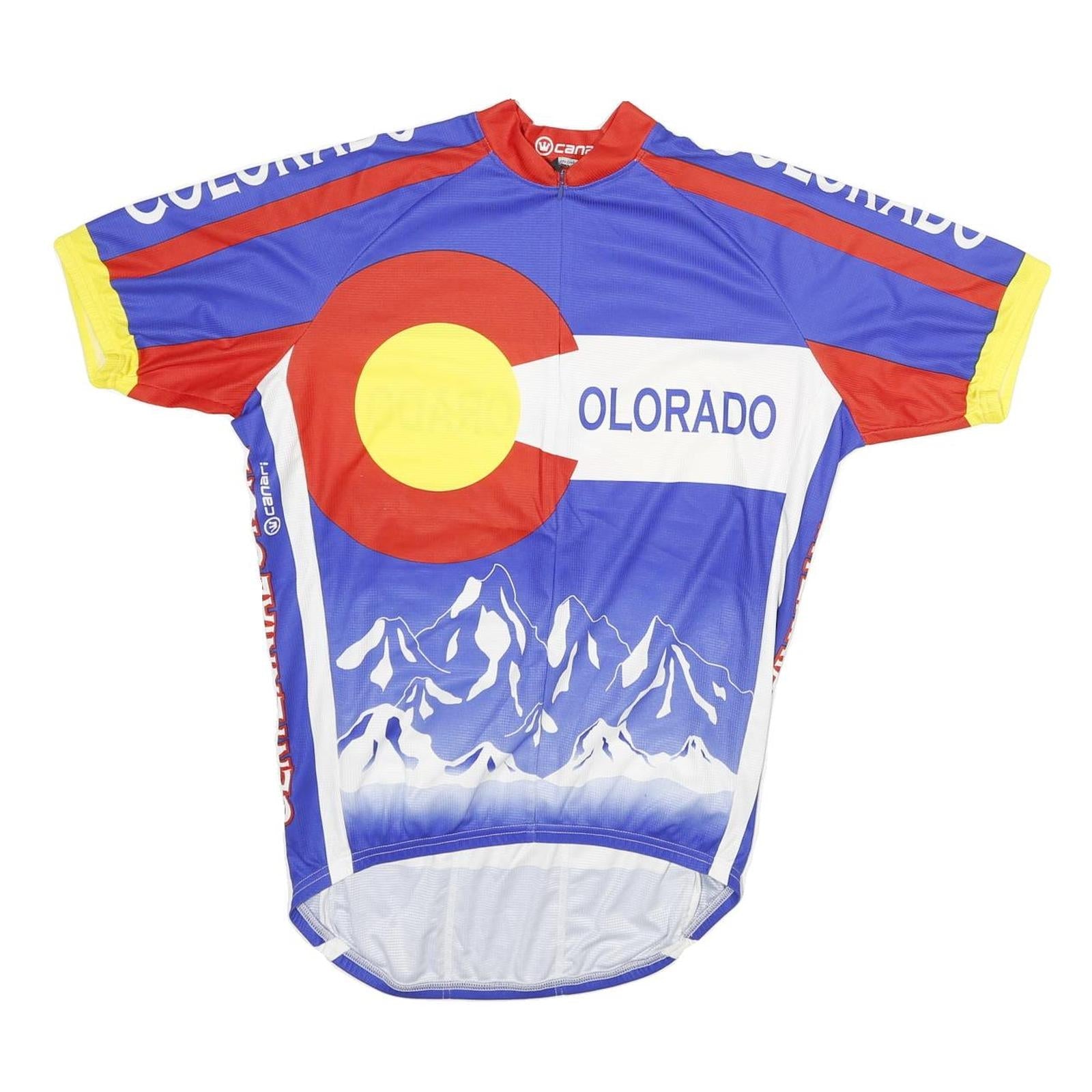 CANARI Mens Blue & Red Colorado Cycling Jersey M Short Sleeve Round Neck Refurbished - N/A refurbished available on Cerqular