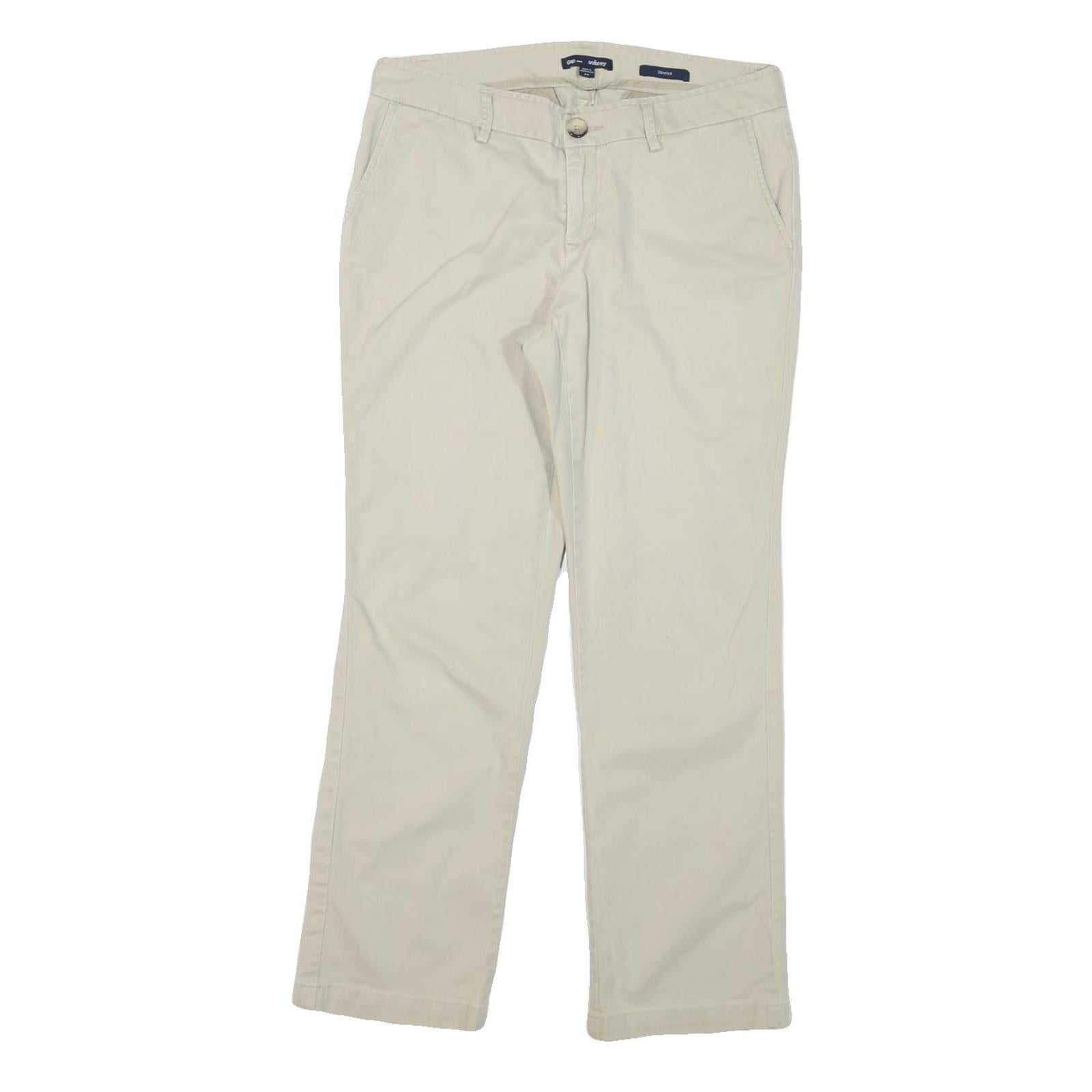 GAP Womens Cotton Blend Beige Regular Straight Trousers W31 L27 Classic Zip Refurbished - N/A refurbished available on Cerqular