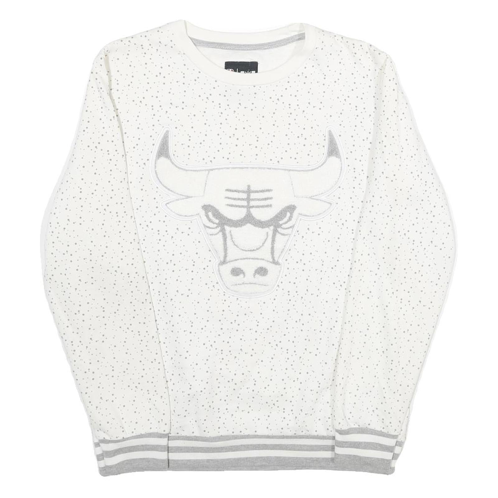 NBA Womens White Sweatshirt Chicago Bulls Crew Neck M Cotton Blend Pullover Refurbished - N/A refurbished available on Cerqular