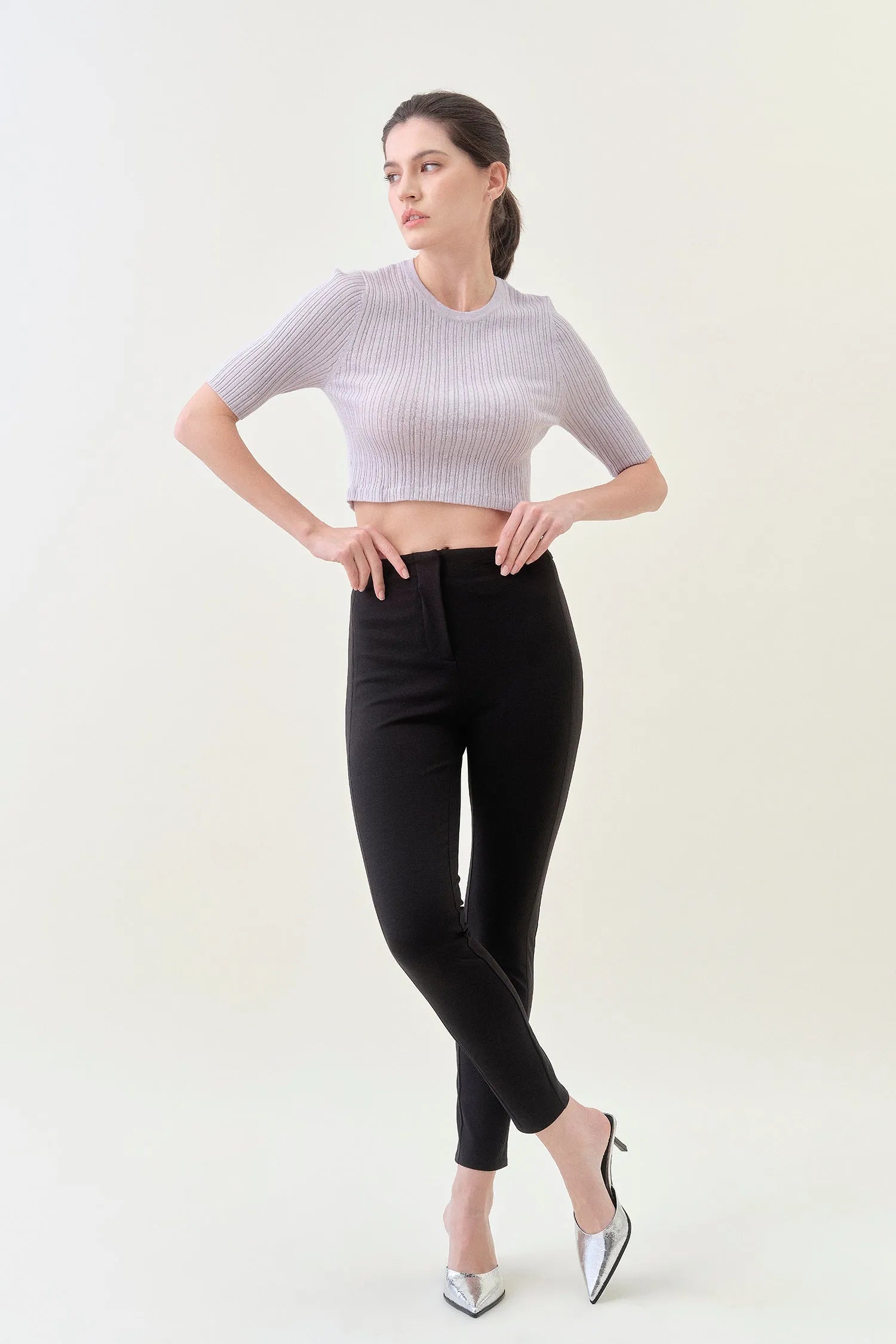 Crop Ribbed Tee - Grey Pearl | Size: XS | Color: Grey Pearl Refurbished - N/A refurbished available on Cerqular