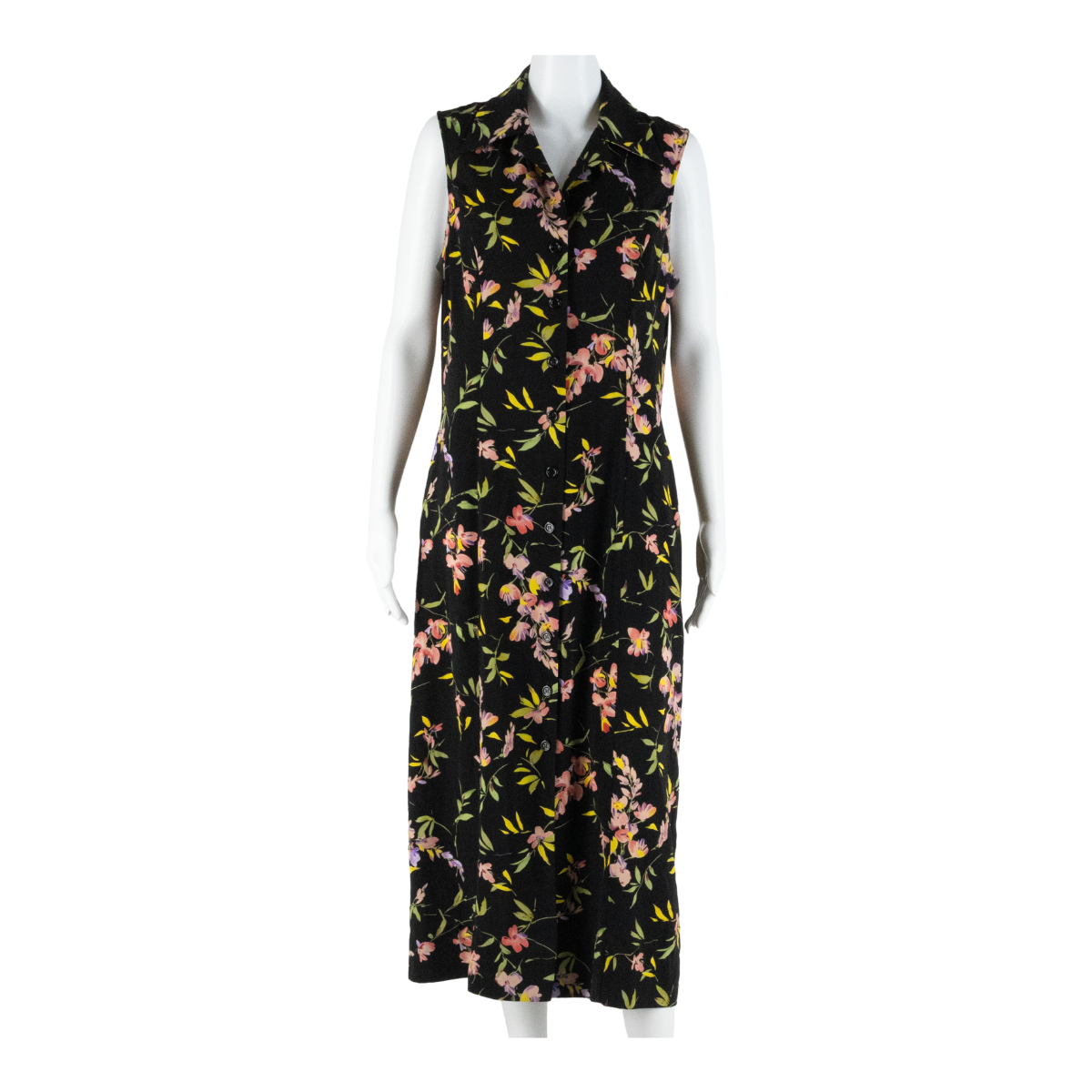 STUDIO I Womens Shirt Dress Black Floral Sleeveless Midi M Refurbished - N/A refurbished available on Cerqular