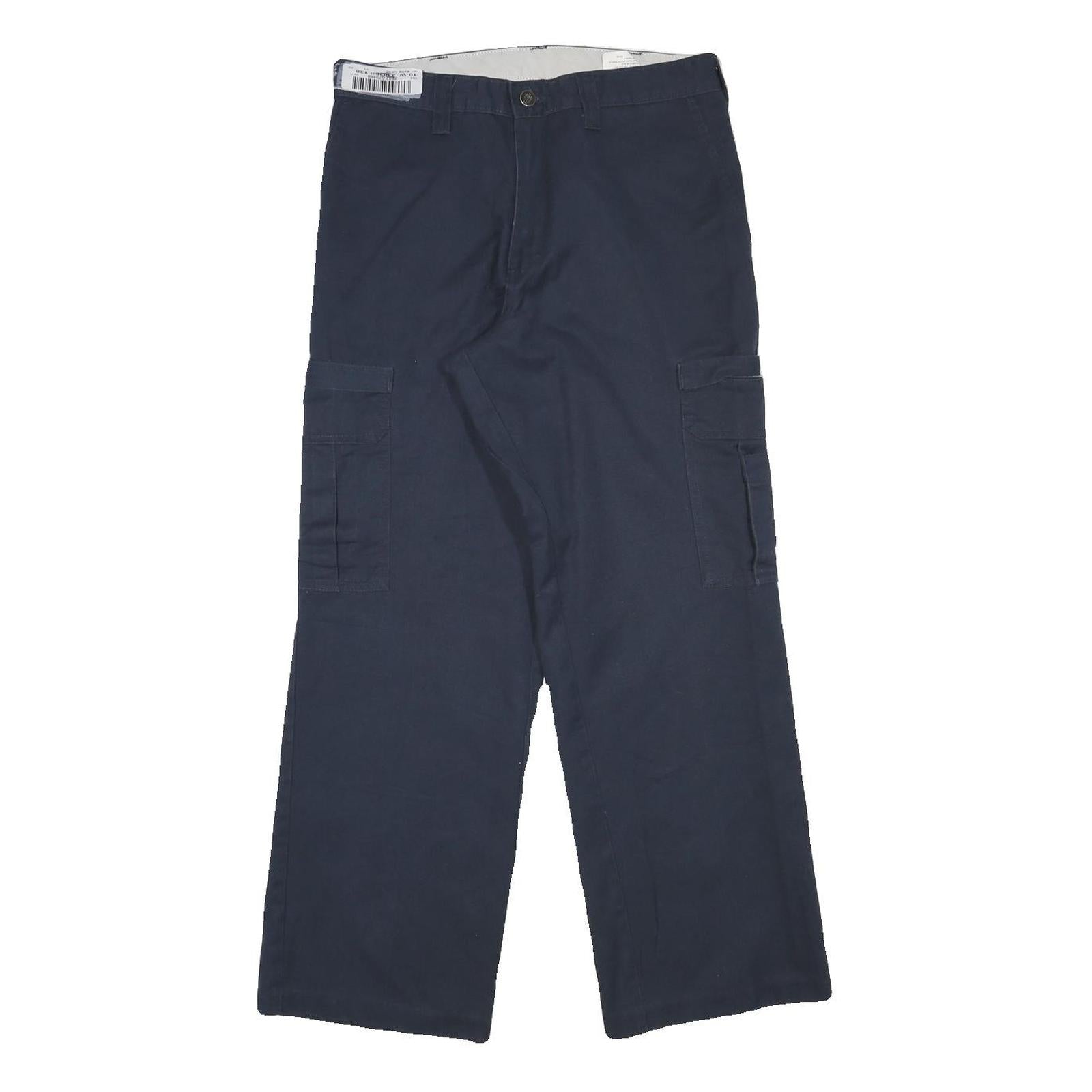 DICKIES Mens Cotton Blend Navy Regular Straight Cargo Trousers W30 L29 Workwear Refurbished - N/A refurbished available on Cerqular