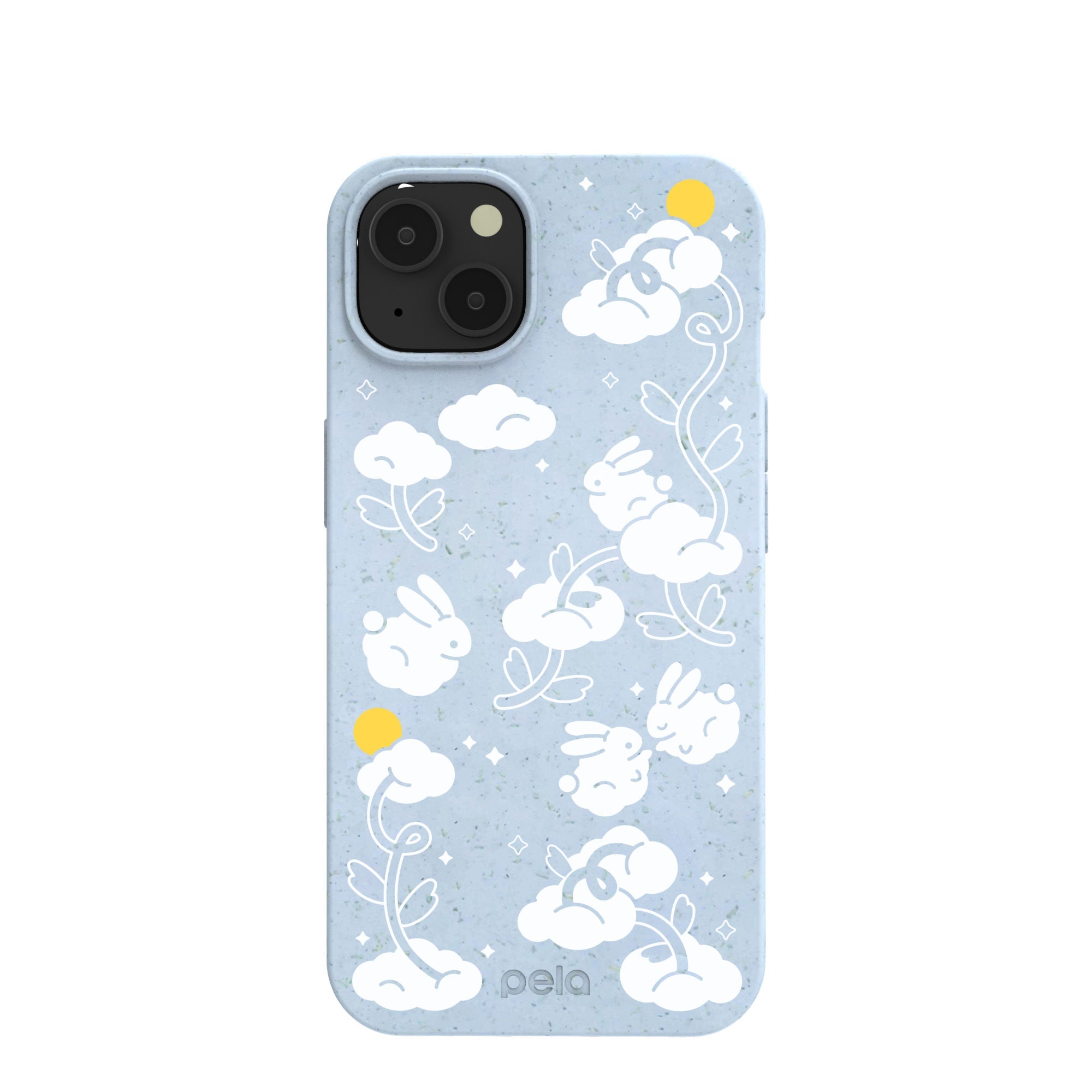 Powder Blue Fluffy Flower iPhone 13 Case Refurbished - Pela Case refurbished available on Cerqular