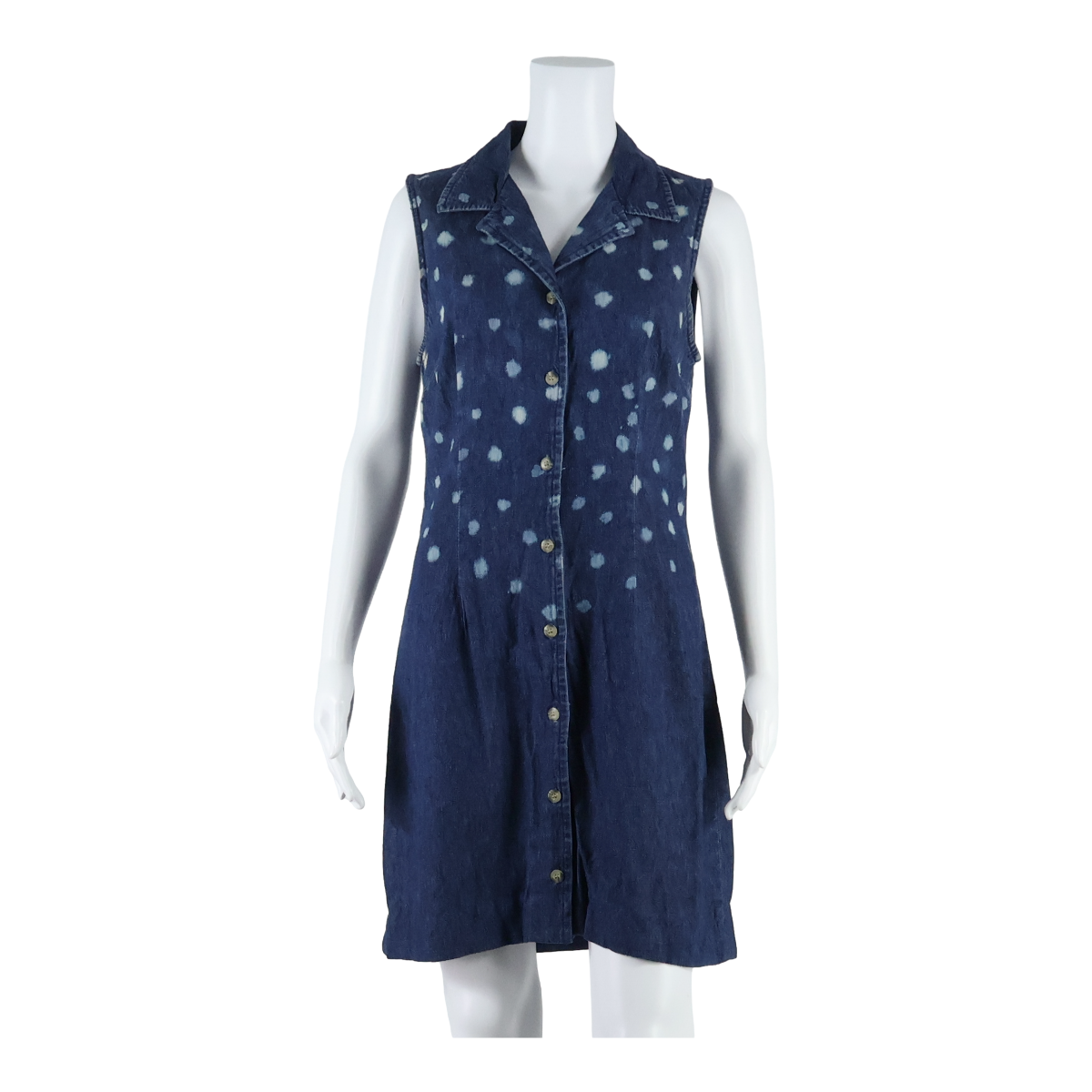 FADED GLORY Womens Shift Dress Blue Denim Spotted Sleeveless Knee Length M Refurbished - N/A refurbished available on Cerqular
