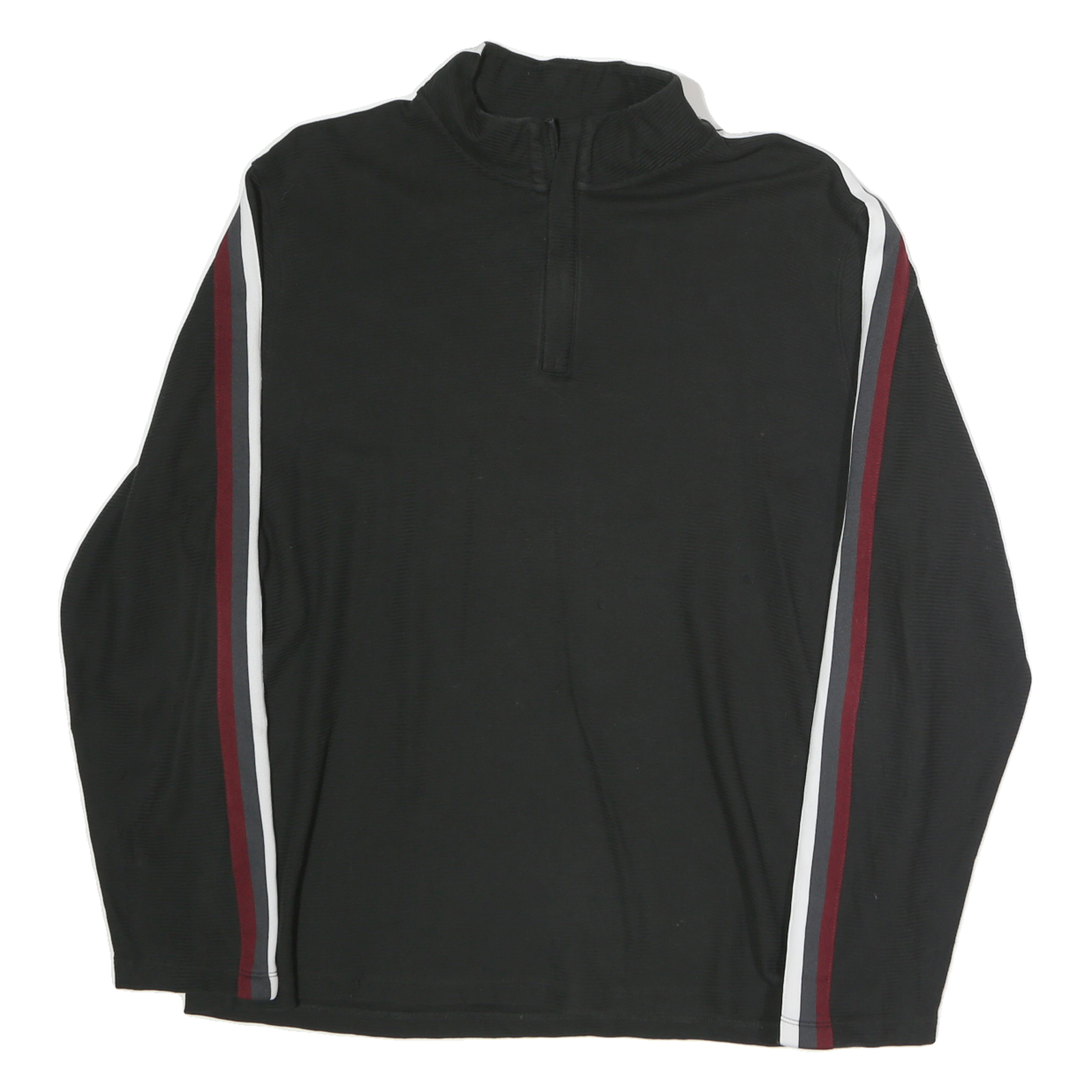 CALVIN KLEIN Mens Black & Burgundy Zip Neck Sweatshirt M Long Sleeve Cotton Refurbished - N/A refurbished available on Cerqular
