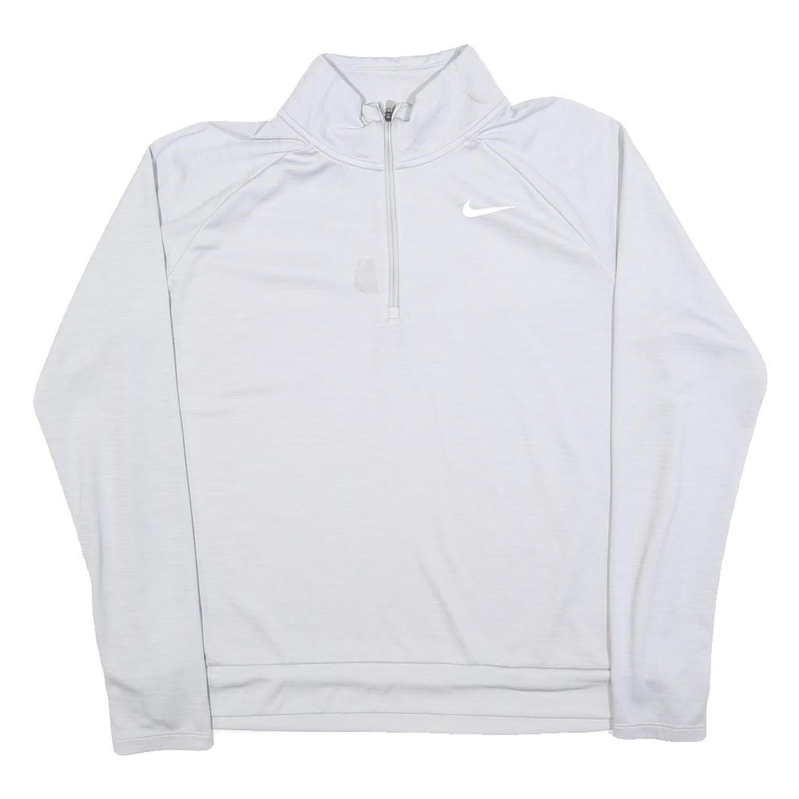 NIKE Womens White Long Sleeve T-Shirt Quarter Zip Athletic L Crew Neck Refurbished - N/A refurbished available on Cerqular