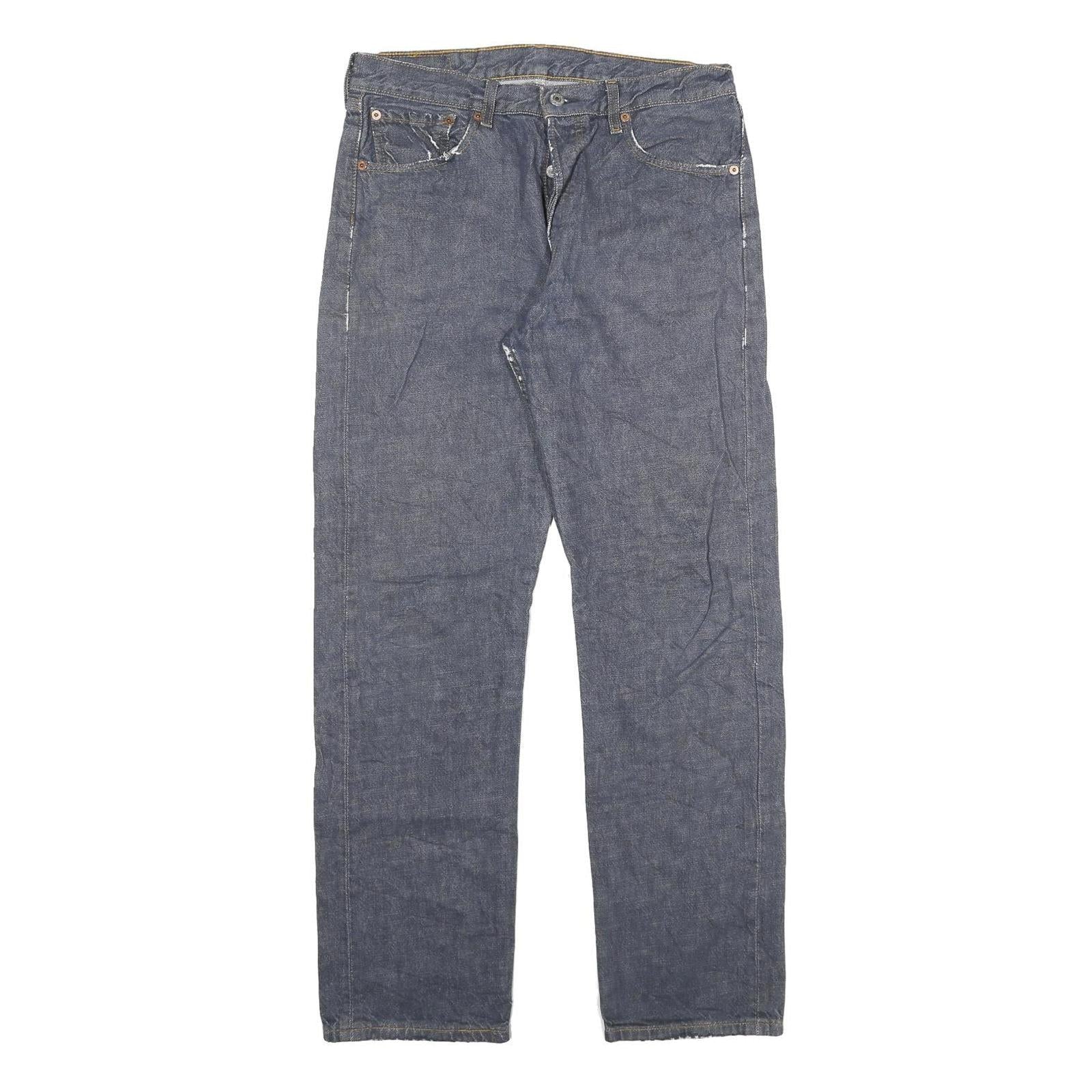 LEVI'S 501 Mens Jeans Blue Regular Straight Denim Medium W30 L30 Button Closure Refurbished - N/A refurbished available on Cerqular
