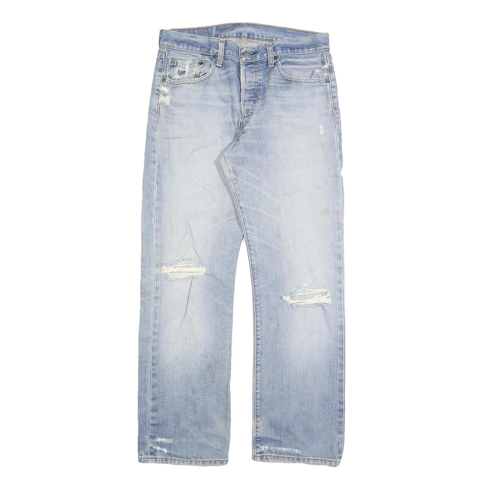 LEVI'S 501 Mens Jeans Blue Regular Straight Denim Light W32 L30 Button Fly Refurbished - N/A refurbished available on Cerqular