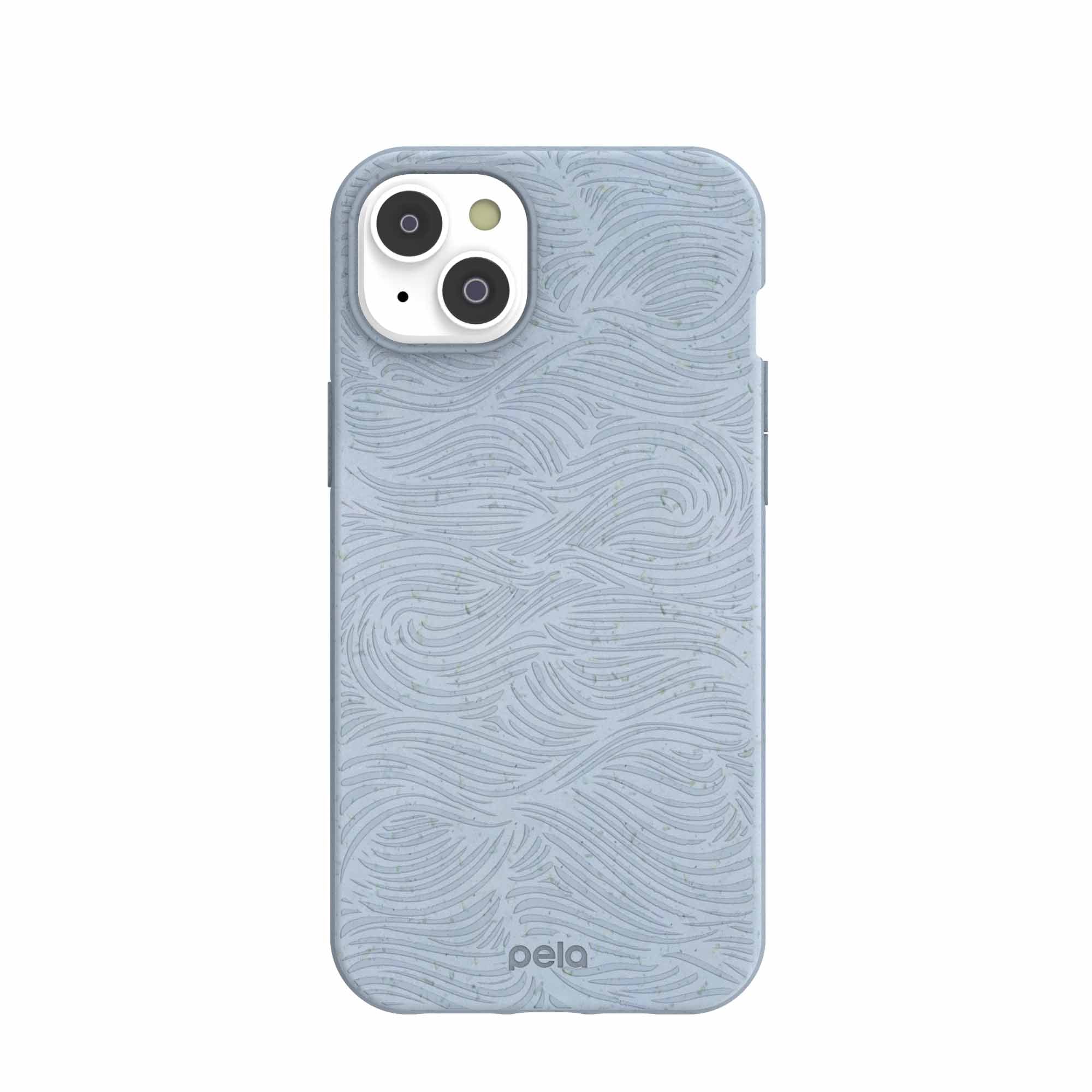 Powder Blue Ebb and Flow iPhone 14 Plus Case Refurbished - Pela Case refurbished available on Cerqular