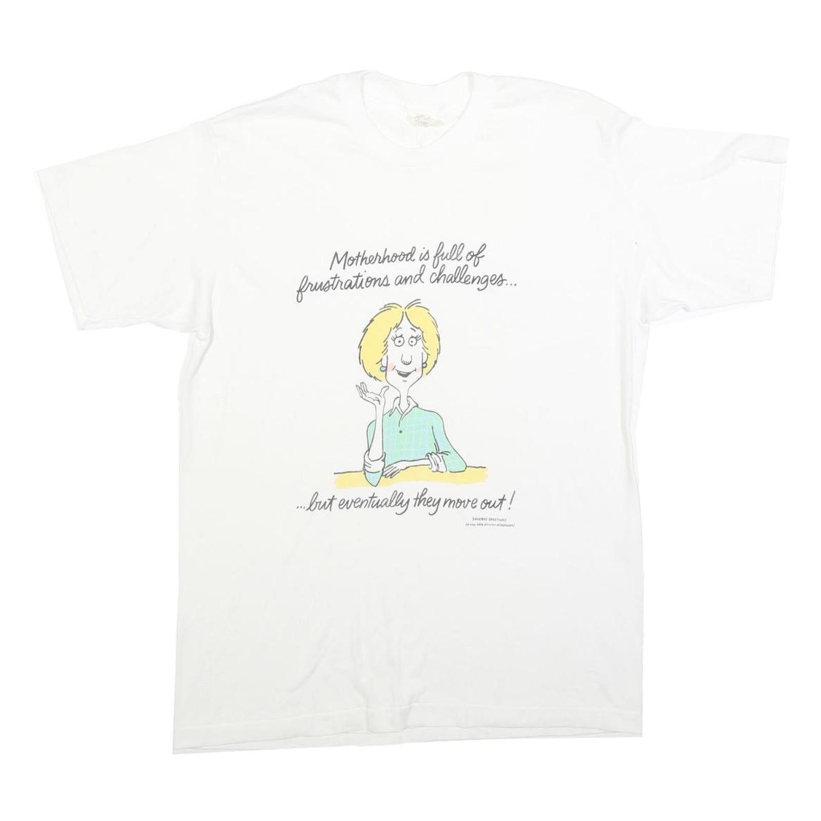 SHOEBOX GREETINGS Womens White XL Graphic T-Shirt Short Sleeve Crew Neck Humour Refurbished - N/A refurbished available on Cerqular