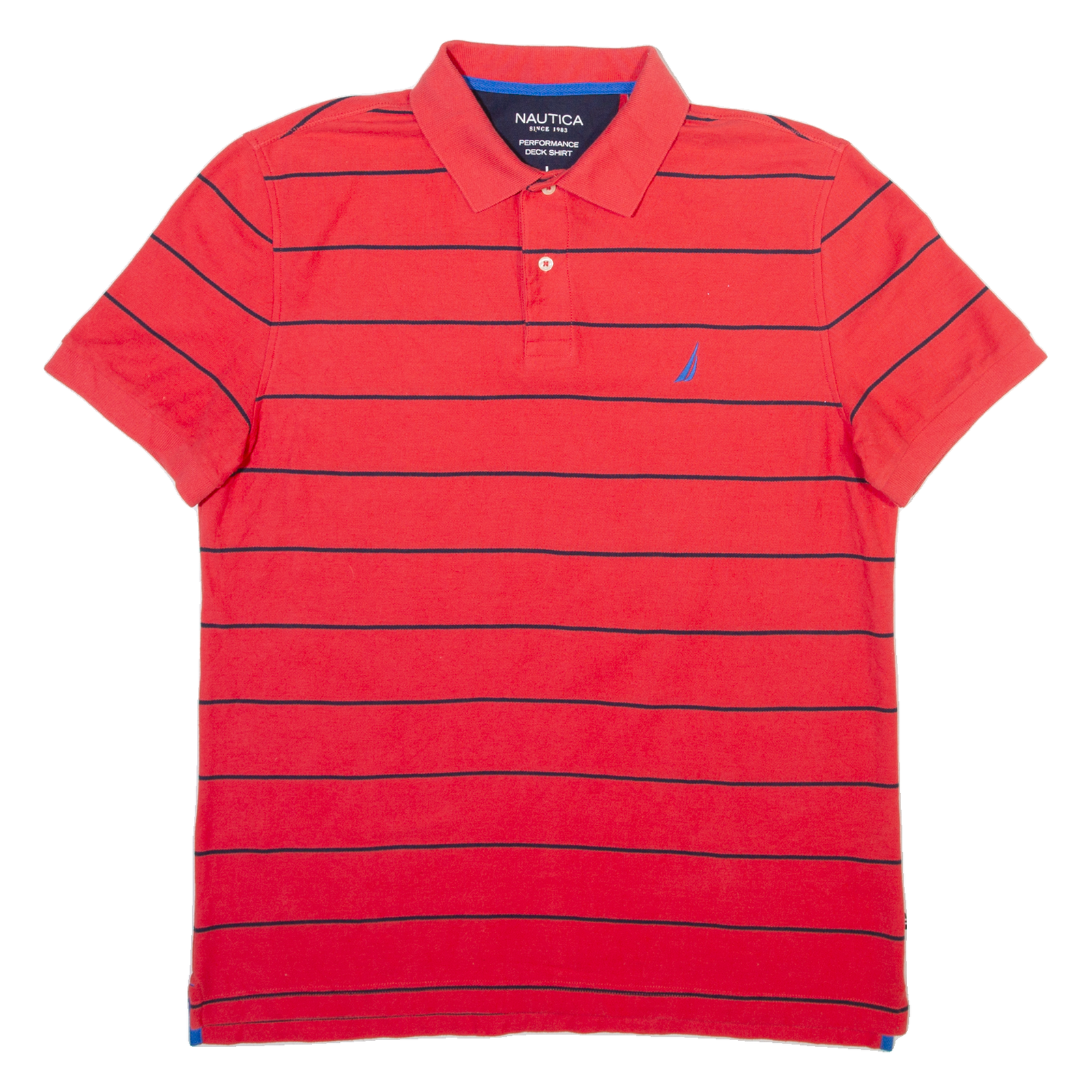 NAUTICA Mens Polo Shirt Red Striped L Refurbished - N/A refurbished available on Cerqular