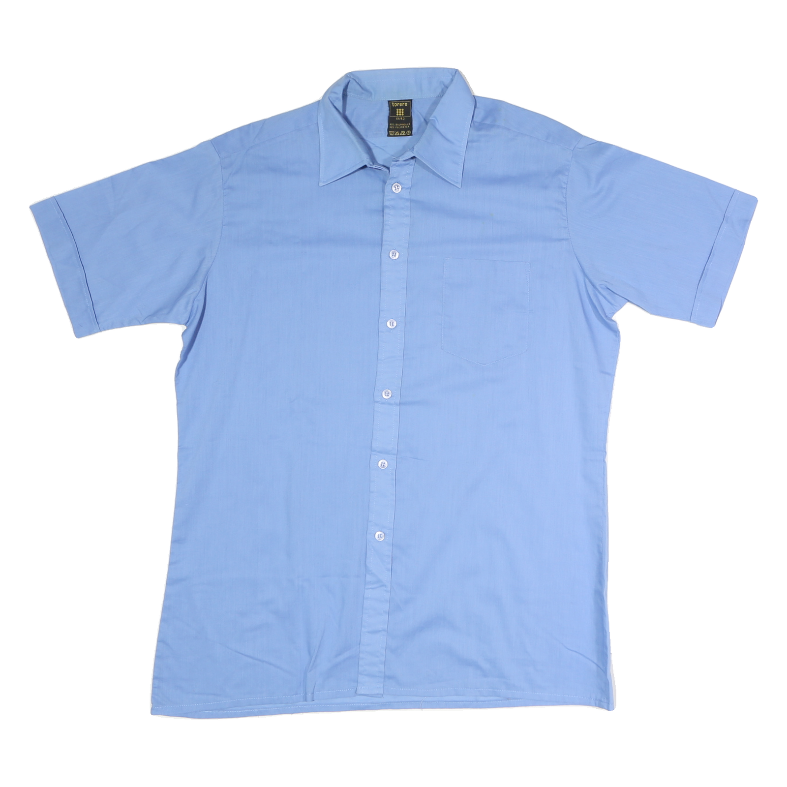 TORRERO Mens Blue Cotton Shirt M Button Front Casual Short Sleeve Lightweight Refurbished - N/A refurbished available on Cerqular
