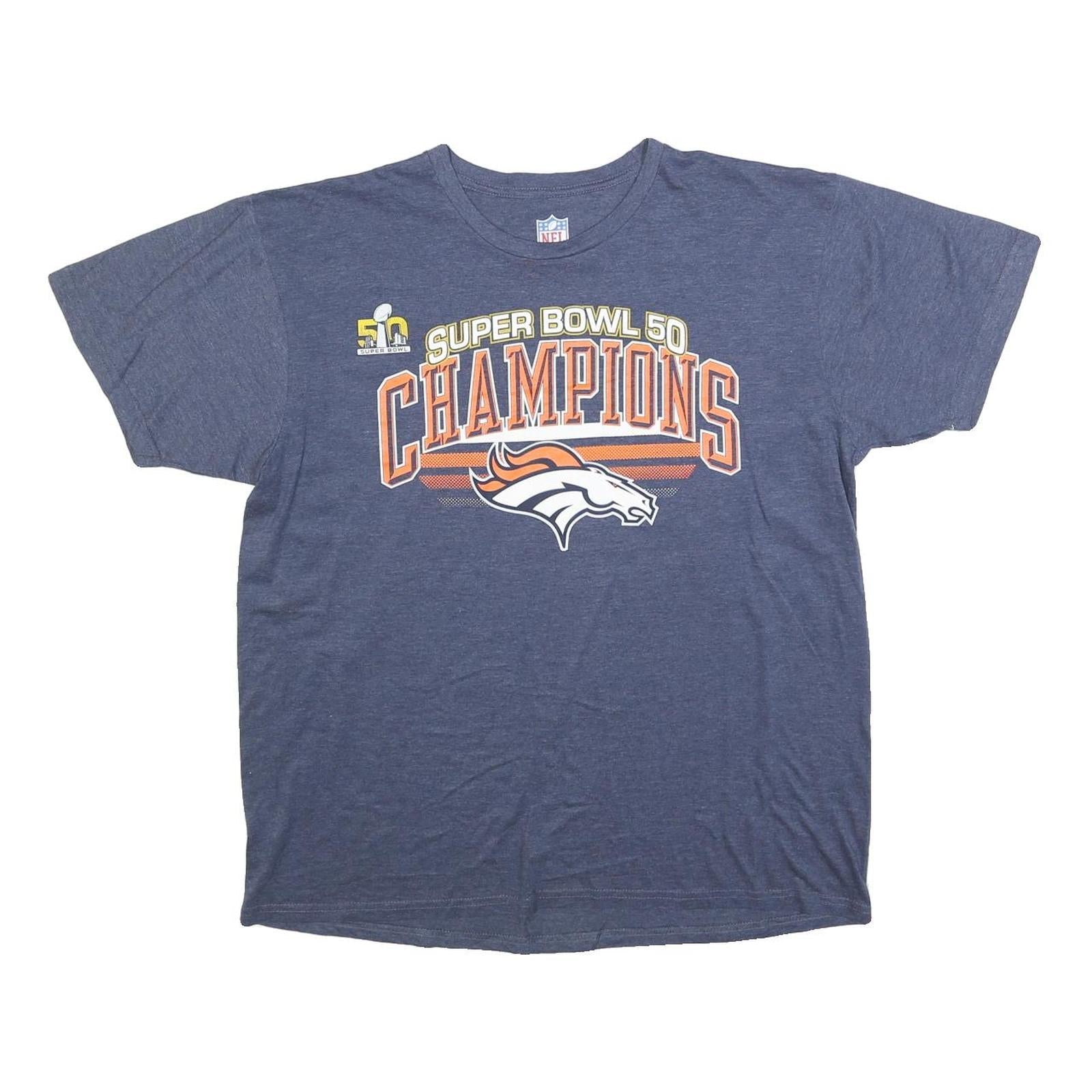 NFL Mens Blue Super Bowl 50 Champions Graphic T-Shirt L Crew Neck Short Sleeve Refurbished - N/A refurbished available on Cerqular