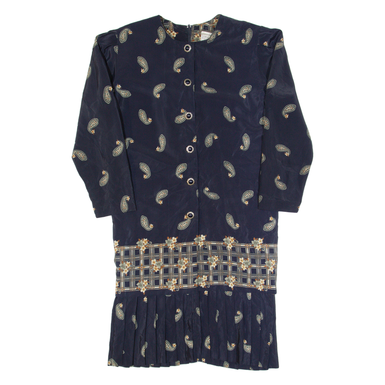 KIRSTY MICHAELS Womens Day Dress Black 90s Paisley Knee Length L Refurbished - N/A refurbished available on Cerqular