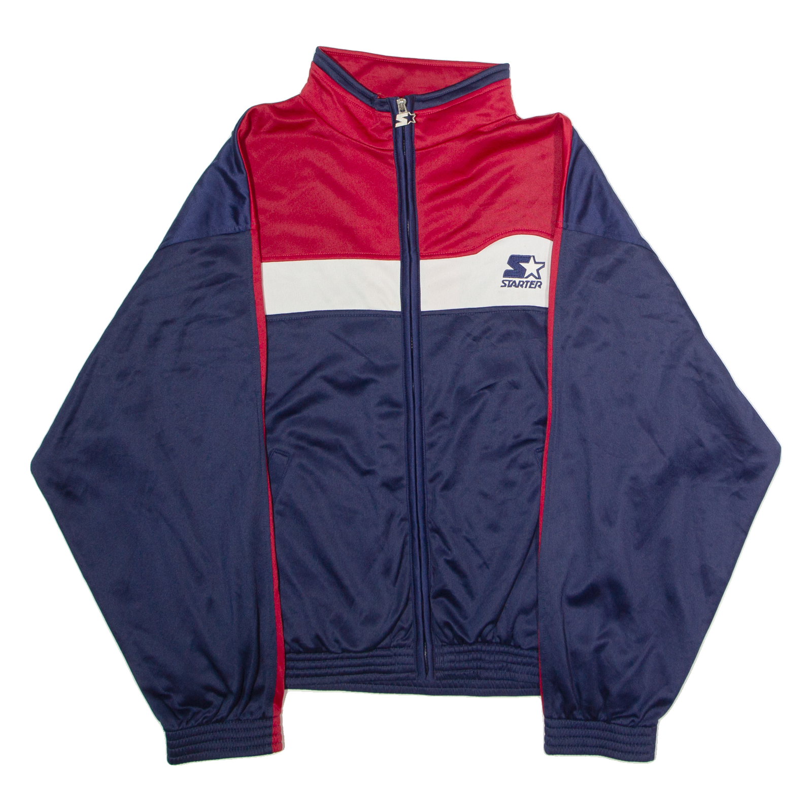 STARTER Mens Track Jacket Blue Colourblock L Refurbished - N/A refurbished available on Cerqular