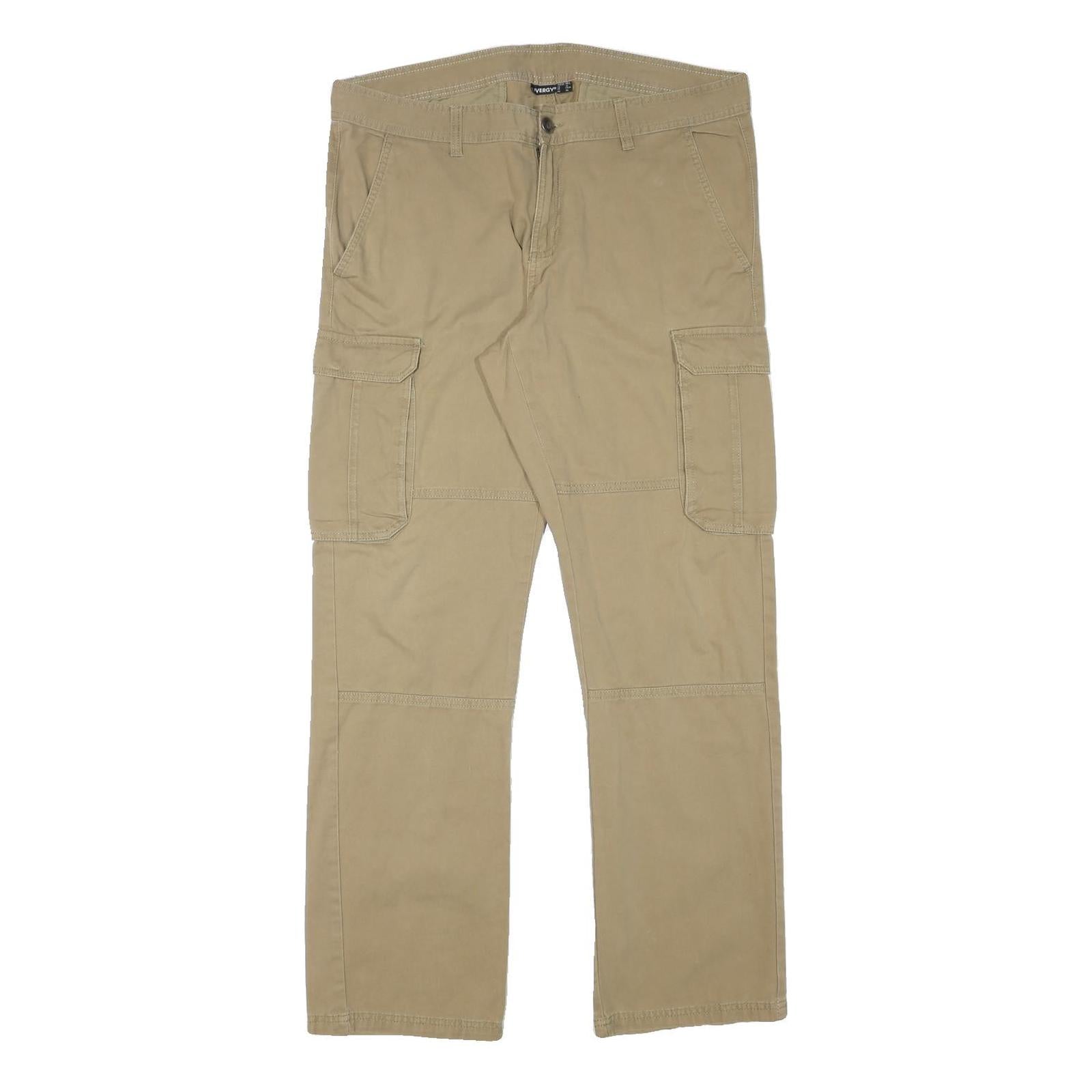 LIVERGY Mens Regular Fit Beige Cotton Blend Cargo Trousers W37 L33 Casual Refurbished - N/A refurbished available on Cerqular