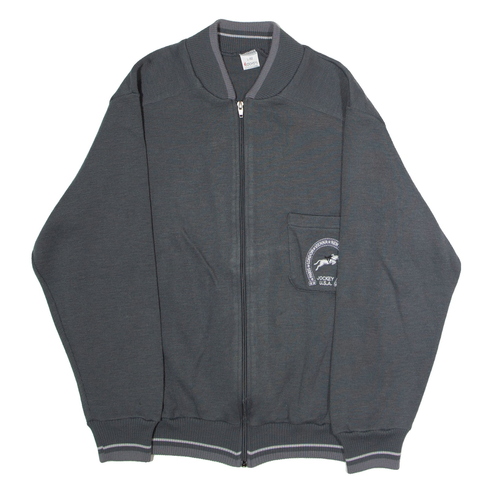 Buy JOCKEY INTERNATIONAL Mens Bomber Jacket Grey Knit 90s L Refurbished - $36.39 JOCKEY INTERNATIONAL Mens Bomber Jacket Grey Knit 90s L Refurbished - N/A refurbished available on Cerqular
