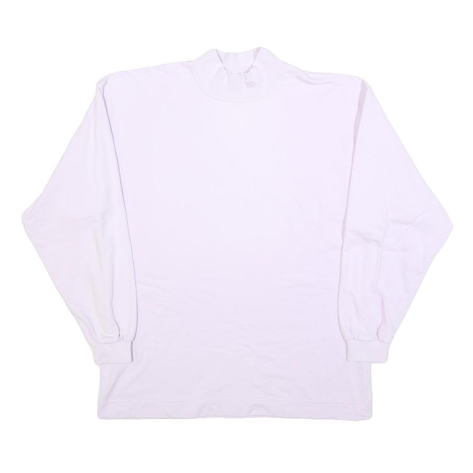 MASER Womens White Cotton Blend Pullover Sweatshirt M High Neck Long Sleeve Refurbished - N/A refurbished available on Cerqular