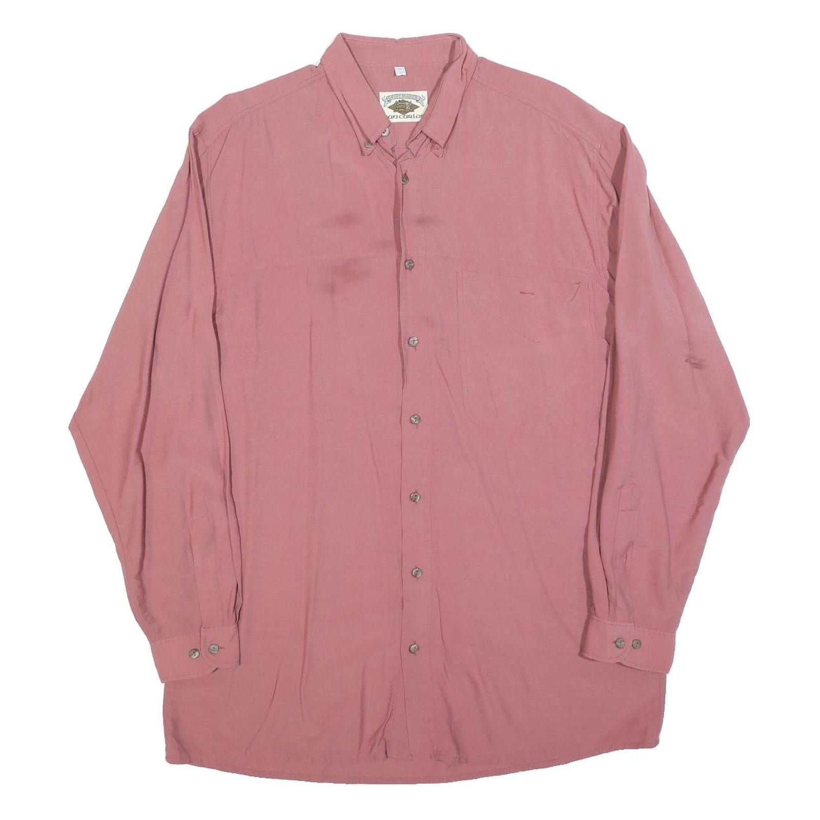SAN CARLO Mens Rose Long Sleeve Shirt M Button Collar Polyester Blend Casual Refurbished - N/A refurbished available on Cerqular