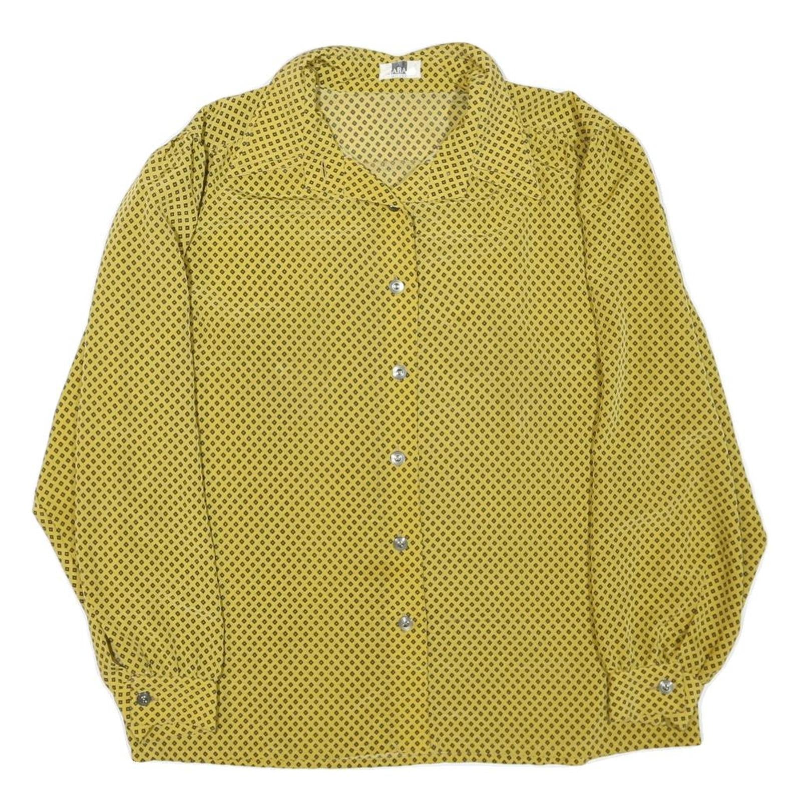 ARA MODEN Womens Yellow & Black Printed Shirt Long Sleeve Collared M Button Refurbished - N/A refurbished available on Cerqular