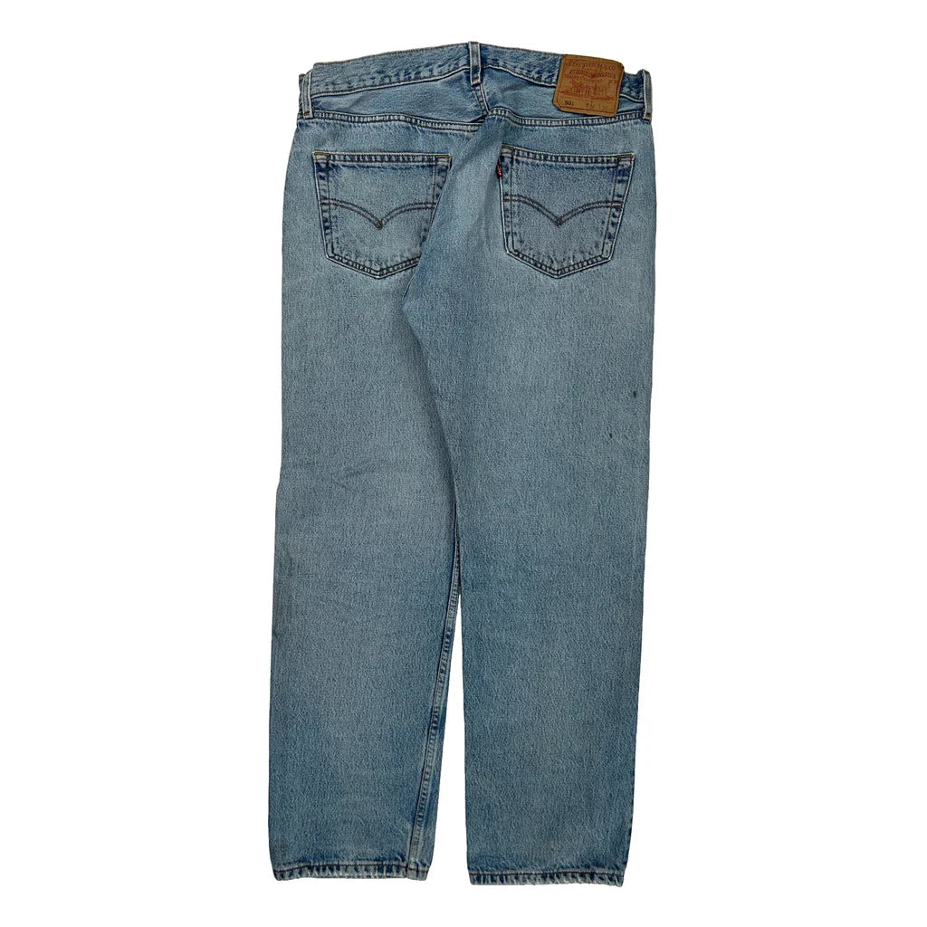 Levis Jeans - 33W 30L Light Wash Cotton Refurbished - Thrifted (note: this is a term often used to describe second- refurbished available on Cerqular