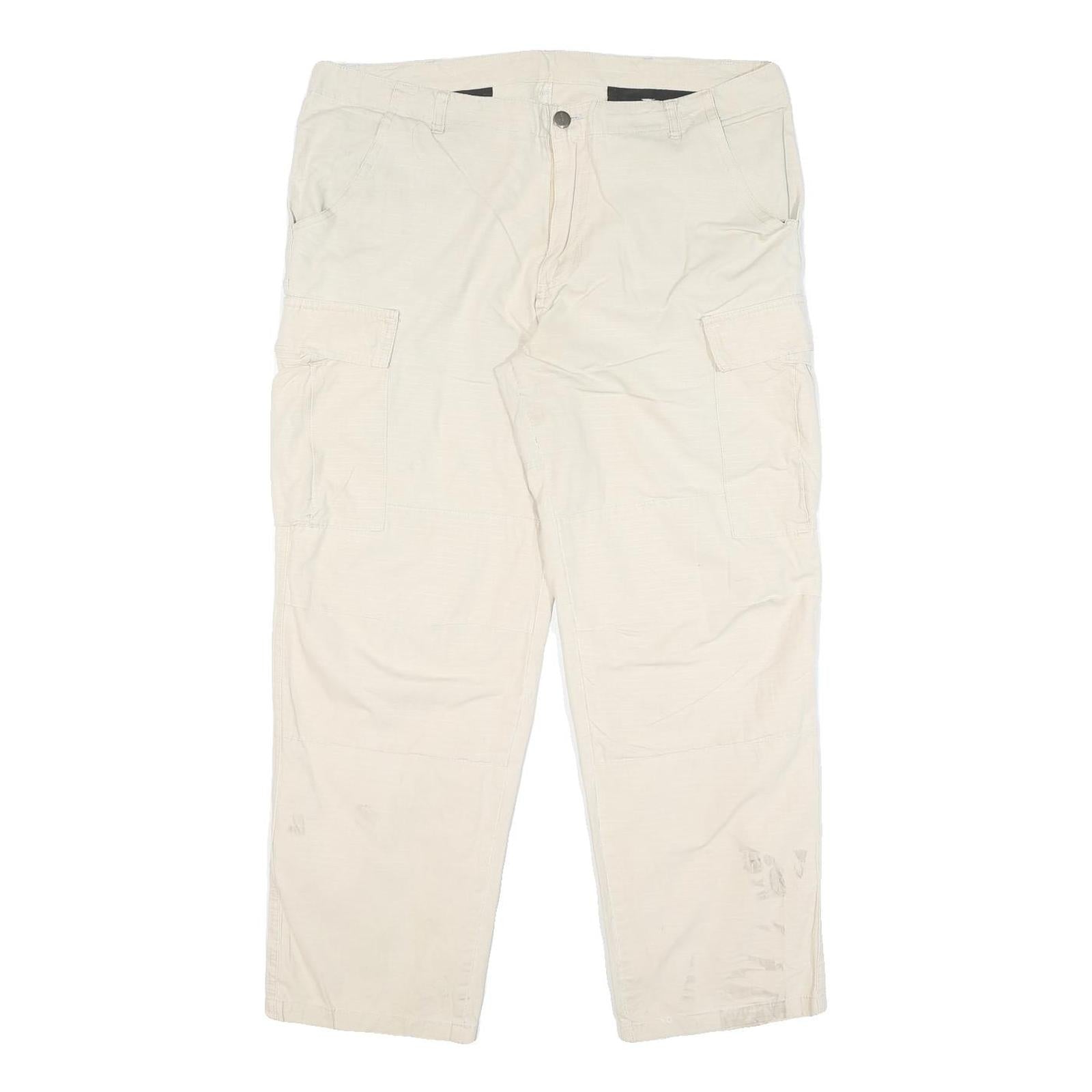 CARHARTT Mens Beige Cotton Blend Relaxed Cargo Trousers W34 L26 Utility Workwear Refurbished - N/A refurbished available on Cerqular