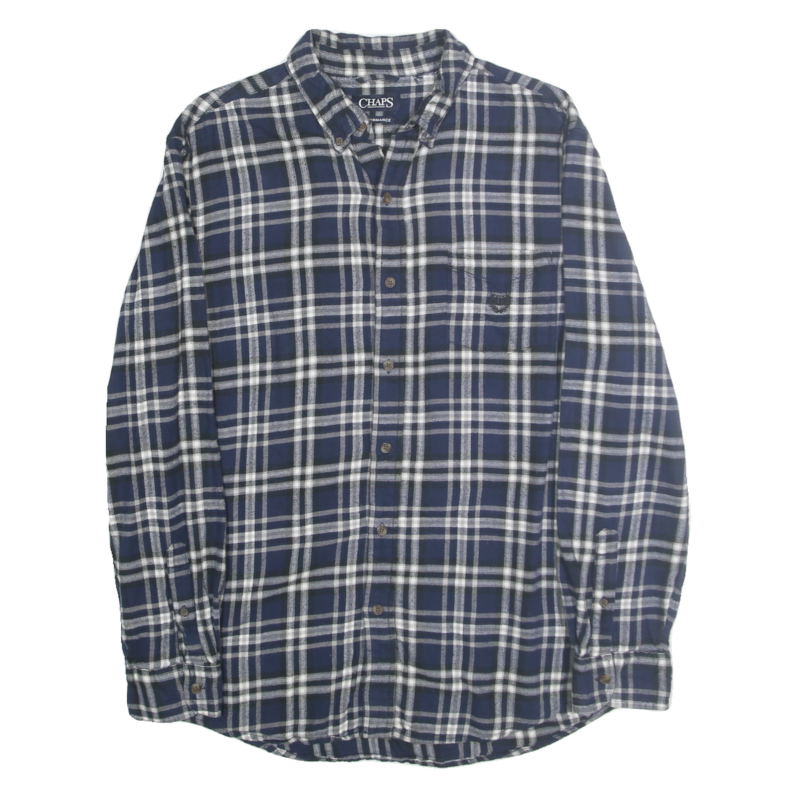 CHAPS Mens Blue & White Check Shirt L Cotton Button Down Retro Casual Refurbished - N/A refurbished available on Cerqular