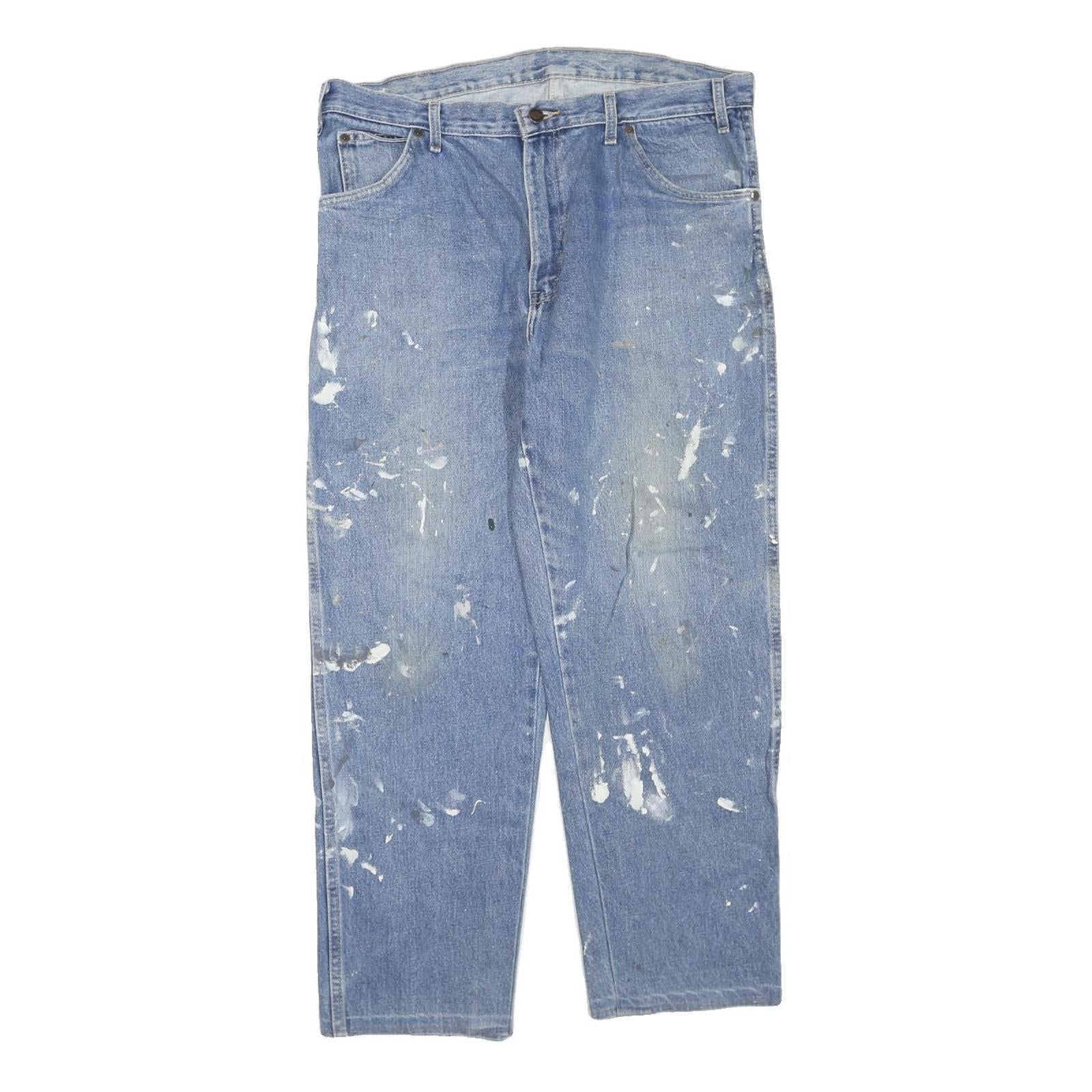 DICKIES Mens Jeans Blue Regular Straight Denim W36 L28 Paint Splatter Workwear Refurbished - N/A refurbished available on Cerqular