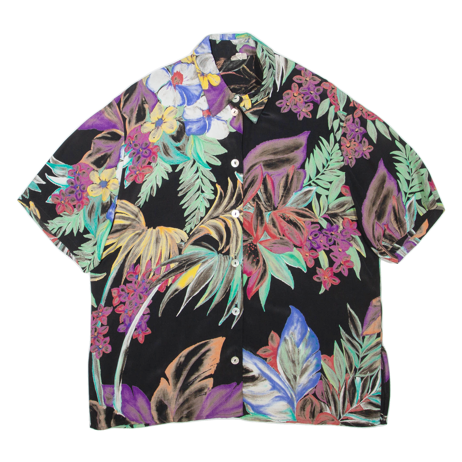 Womens Printed Shirt Black Collared Floral 2XL Refurbished - N/A refurbished available on Cerqular