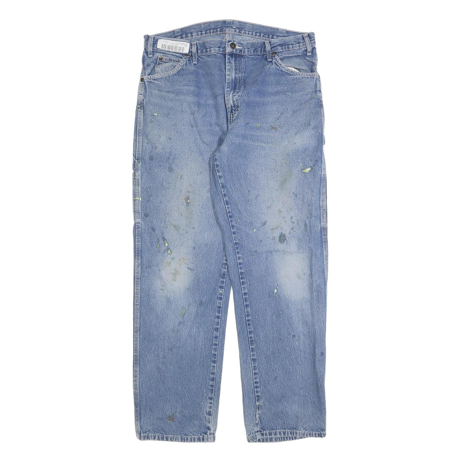 DICKIES Mens Blue Relaxed Straight Denim Cotton Blend Light W34 L32 Workwear Refurbished - N/A refurbished available on Cerqular