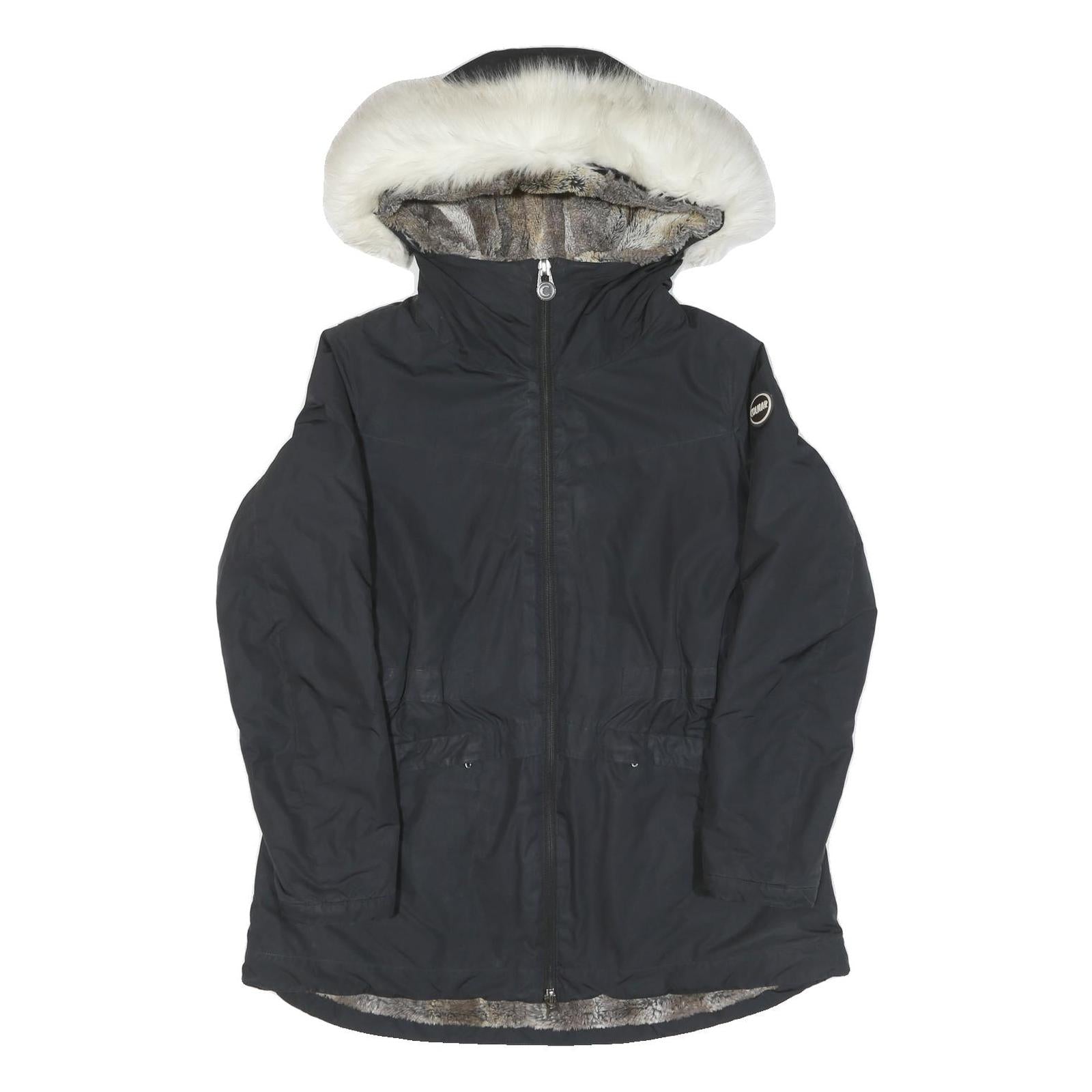 COLMAR Womens Black Faux Fur Collar Jacket M Polyester Blend Zip Hooded Refurbished - N/A refurbished available on Cerqular