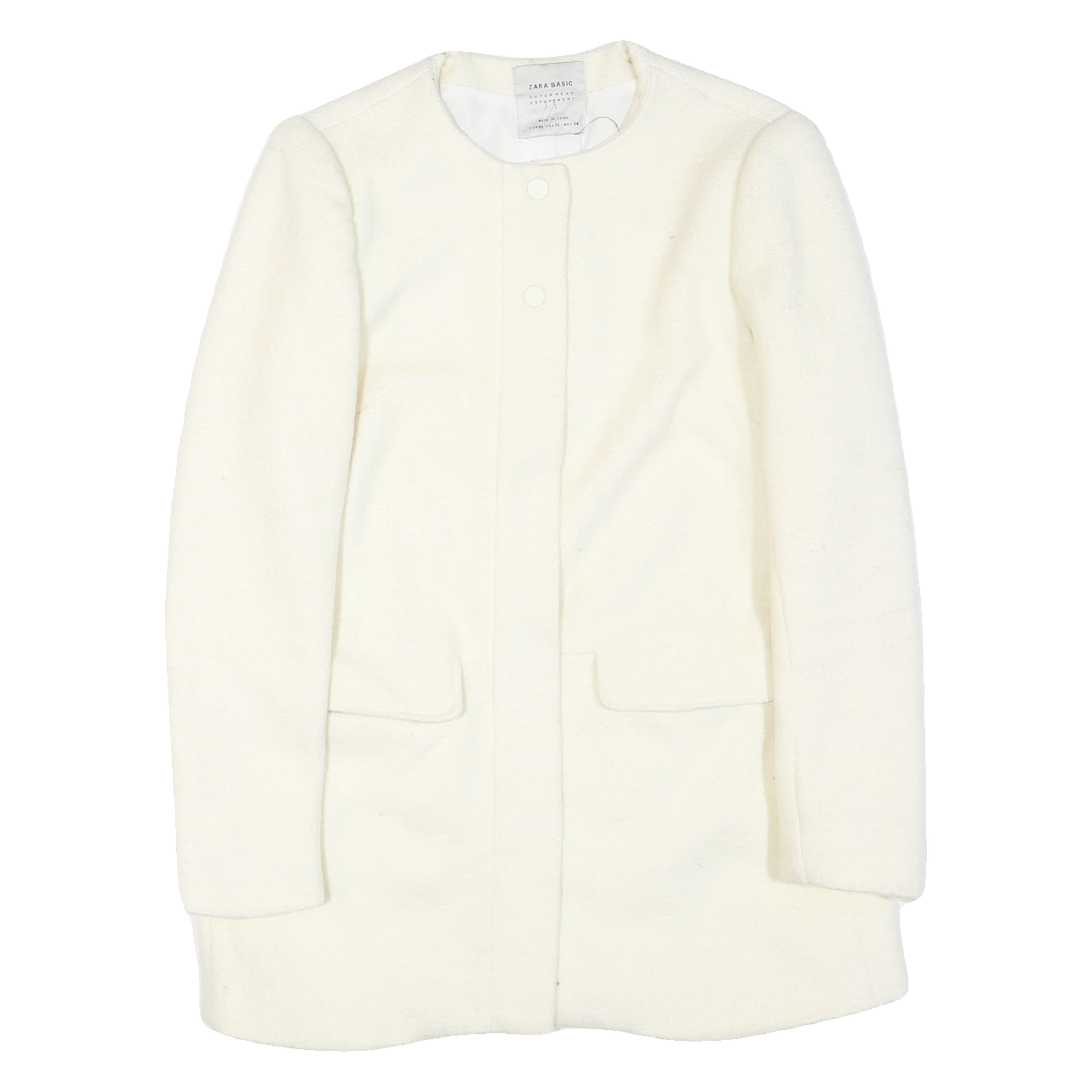 ZARA Womens White Cream Button Jacket XS Polyester Blend Plain Elegant Refurbished - N/A refurbished available on Cerqular