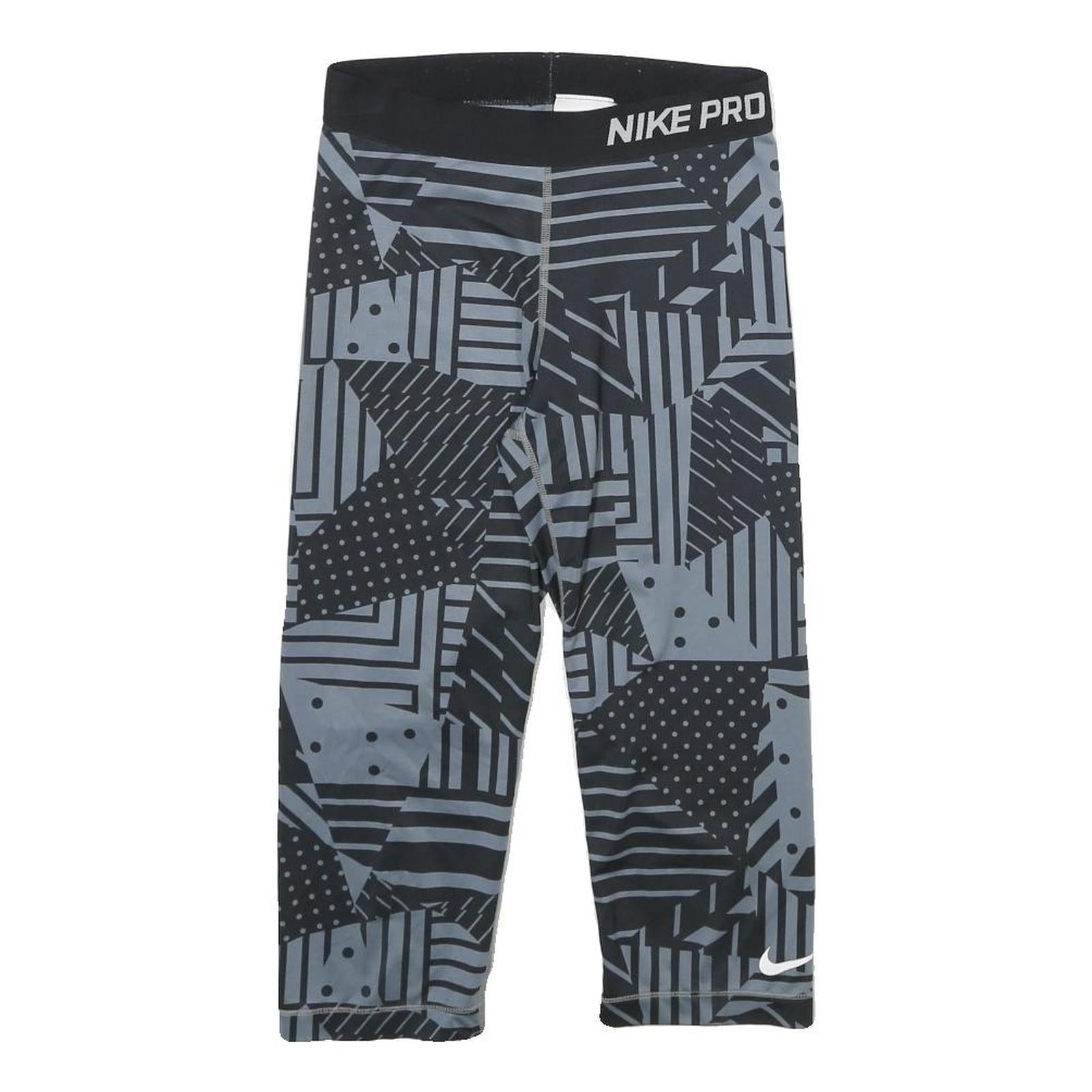NIKE Womens Shorts Black & Grey Geometric Print S W24 Nike Pro Gym Fitness Refurbished - N/A refurbished available on Cerqular