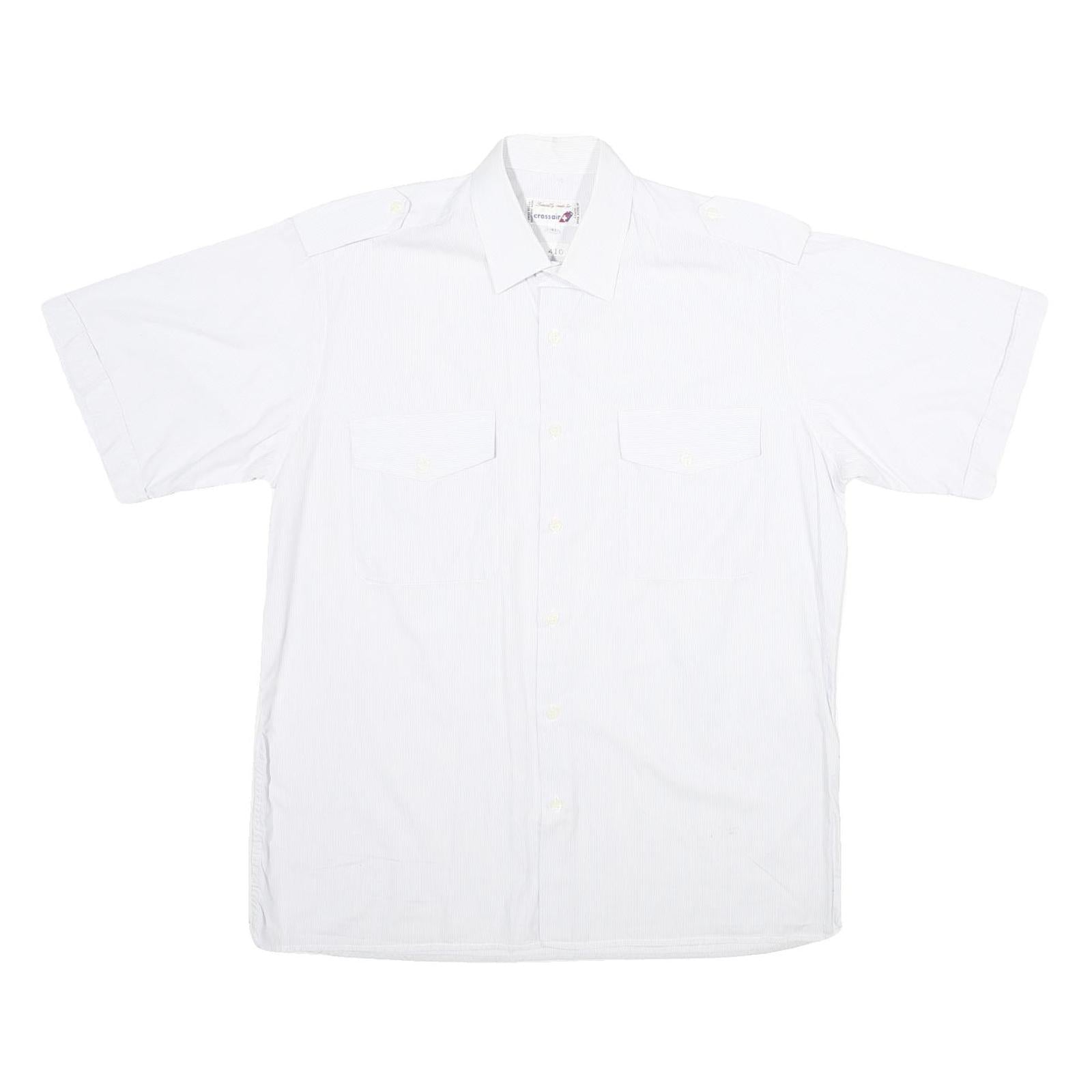 CROSSAIR Mens White Shirt L Cotton Blend Button Front Short Sleeve Casual Refurbished - N/A refurbished available on Cerqular