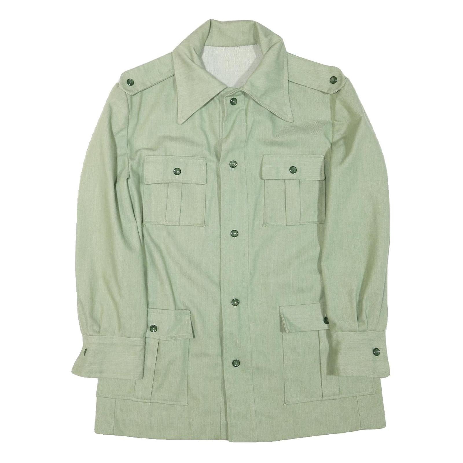 Womens Green Cotton Blend Button Jacket L Plain Classic Lightweight Stylish Refurbished - N/A refurbished available on Cerqular