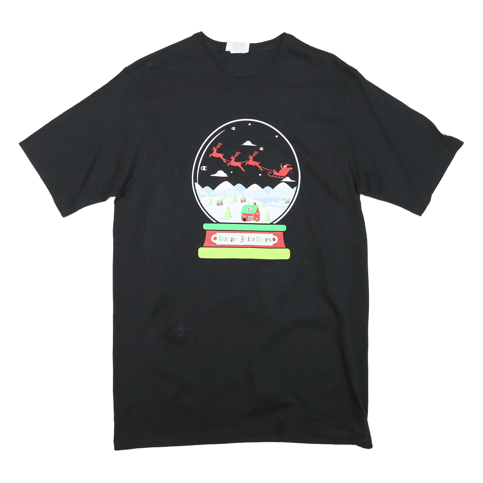 CHAMPION Mens Black Happy Jolly Days Graphic T-Shirt L Short Sleeve Crew Neck Refurbished - N/A refurbished available on Cerqular