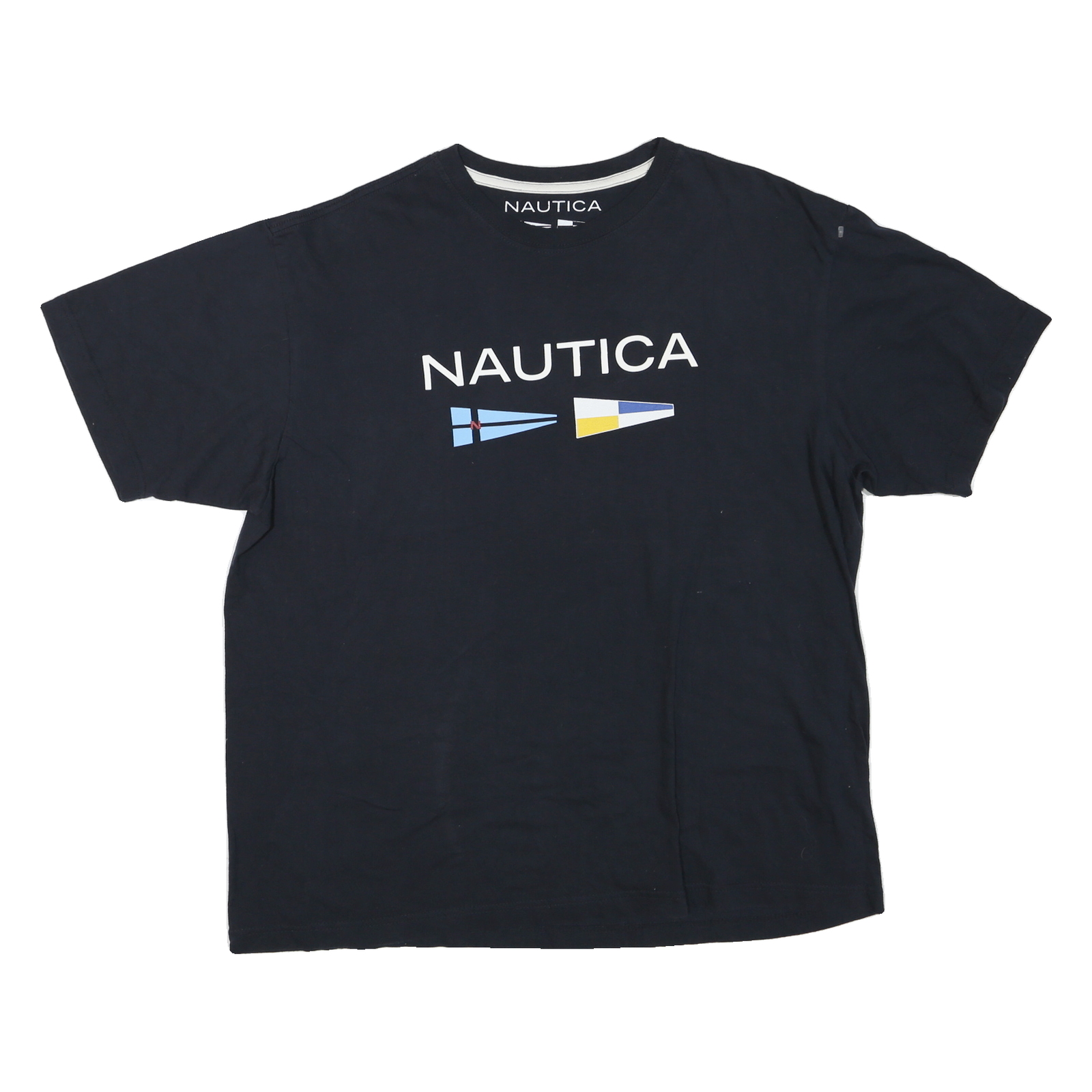 NAUTICA Mens Black Graphic T-Shirt L Short Sleeve Crew Neck Cotton Blend Refurbished - N/A refurbished available on Cerqular