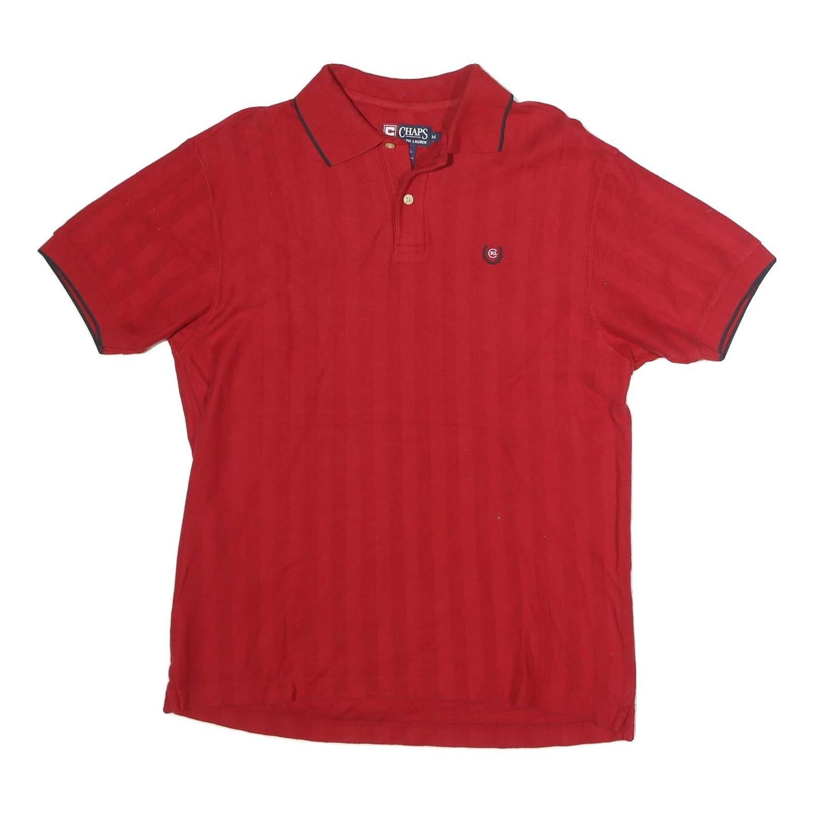 CHAPS RALPH LAUREN Mens Red Short Sleeve Plain M Polo Shirt Cotton Casual Refurbished - N/A refurbished available on Cerqular