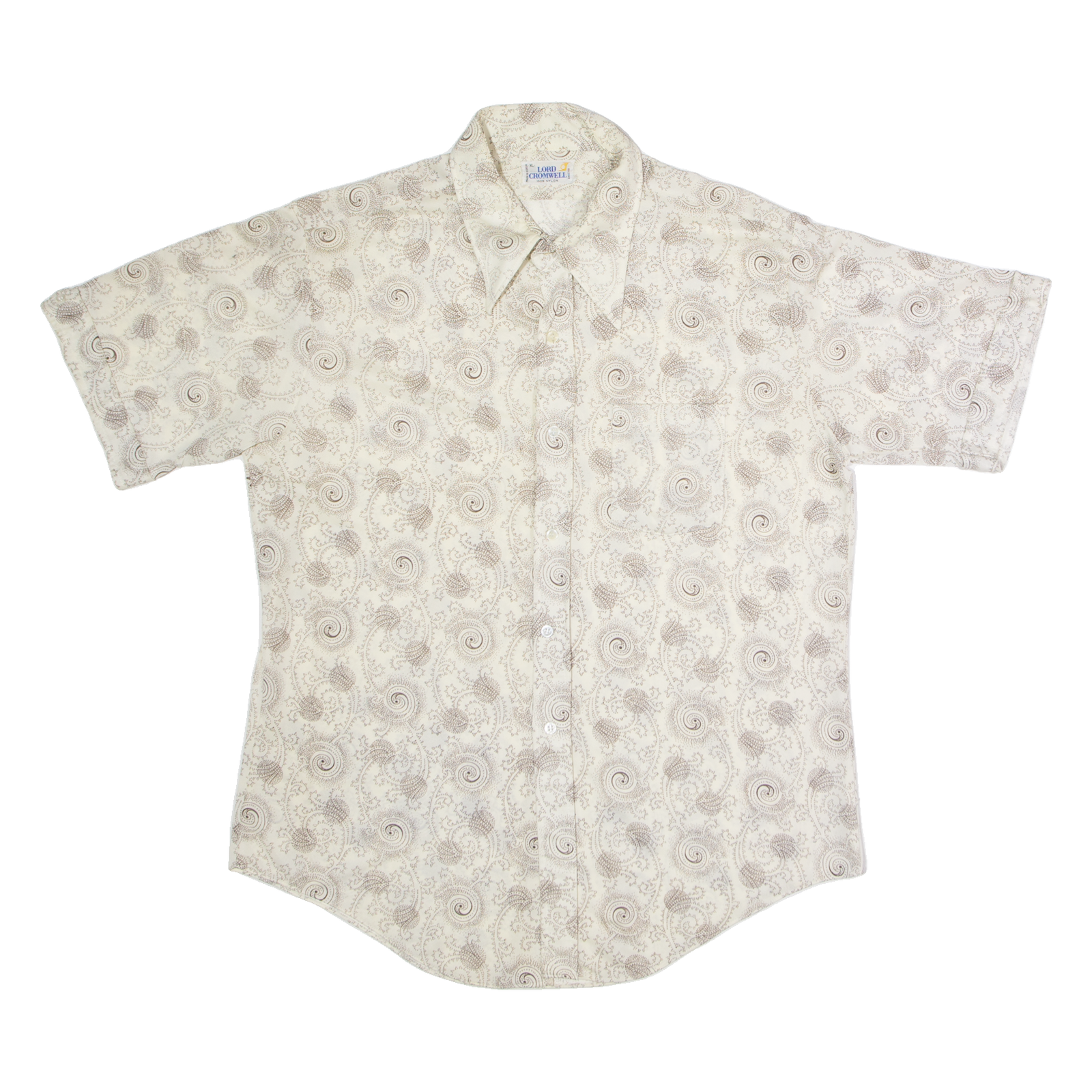LORD CROMWELL Mens Shirt Beige Nylon Crazy Pattern XL Refurbished - N/A refurbished available on Cerqular