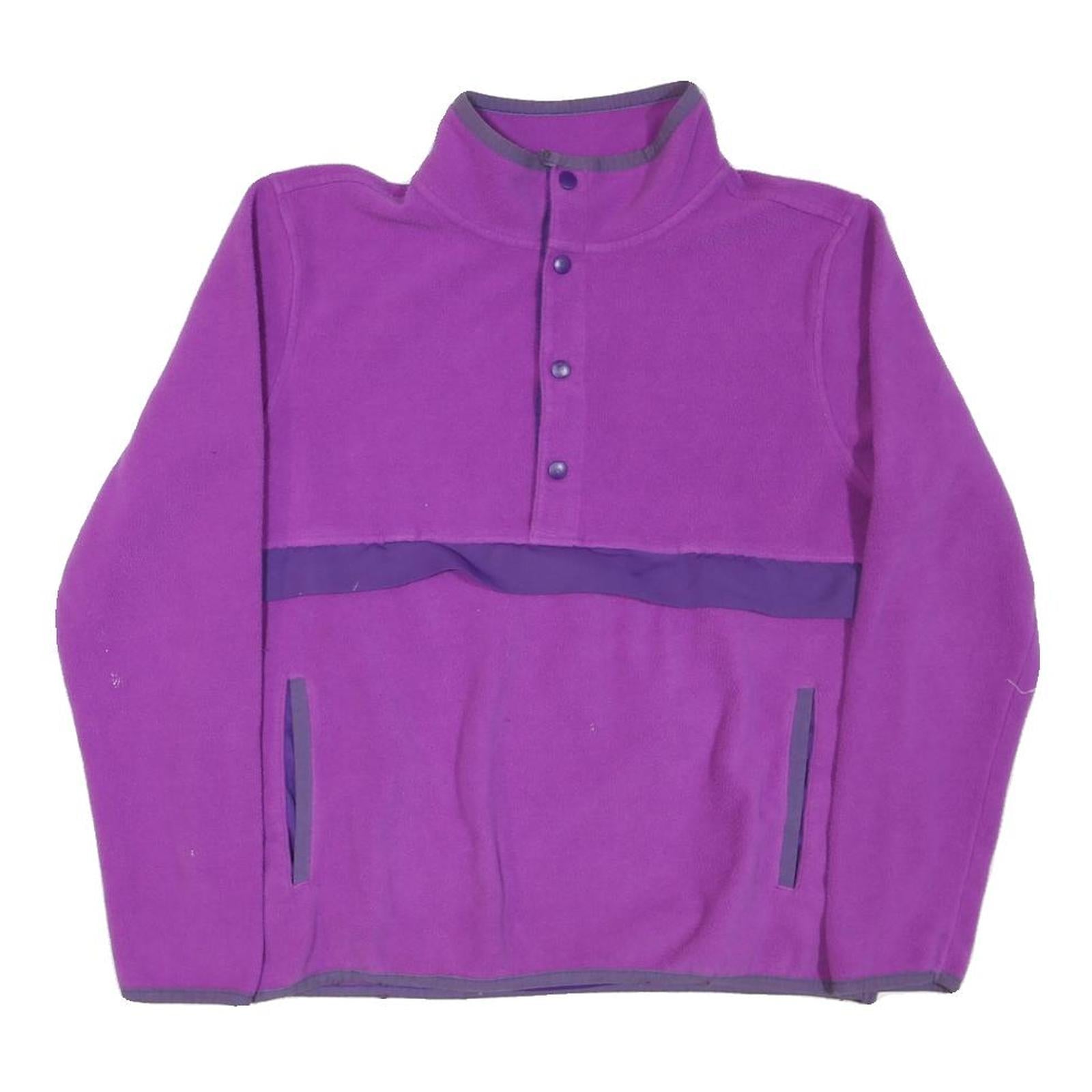 STARTER Womens Purple & Dark Purple Sweatshirt Collared L Button Up Fleece Pull Refurbished - N/A refurbished available on Cerqular