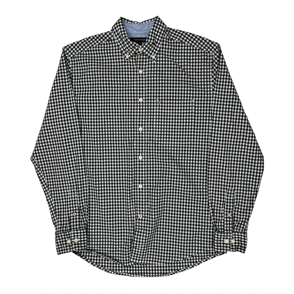 Tommy Hilfiger Checked Shirt - Small Black & White Cotton Refurbished - Thrifted (note: this is a term often used to describe second- refurbished available on Cerqular